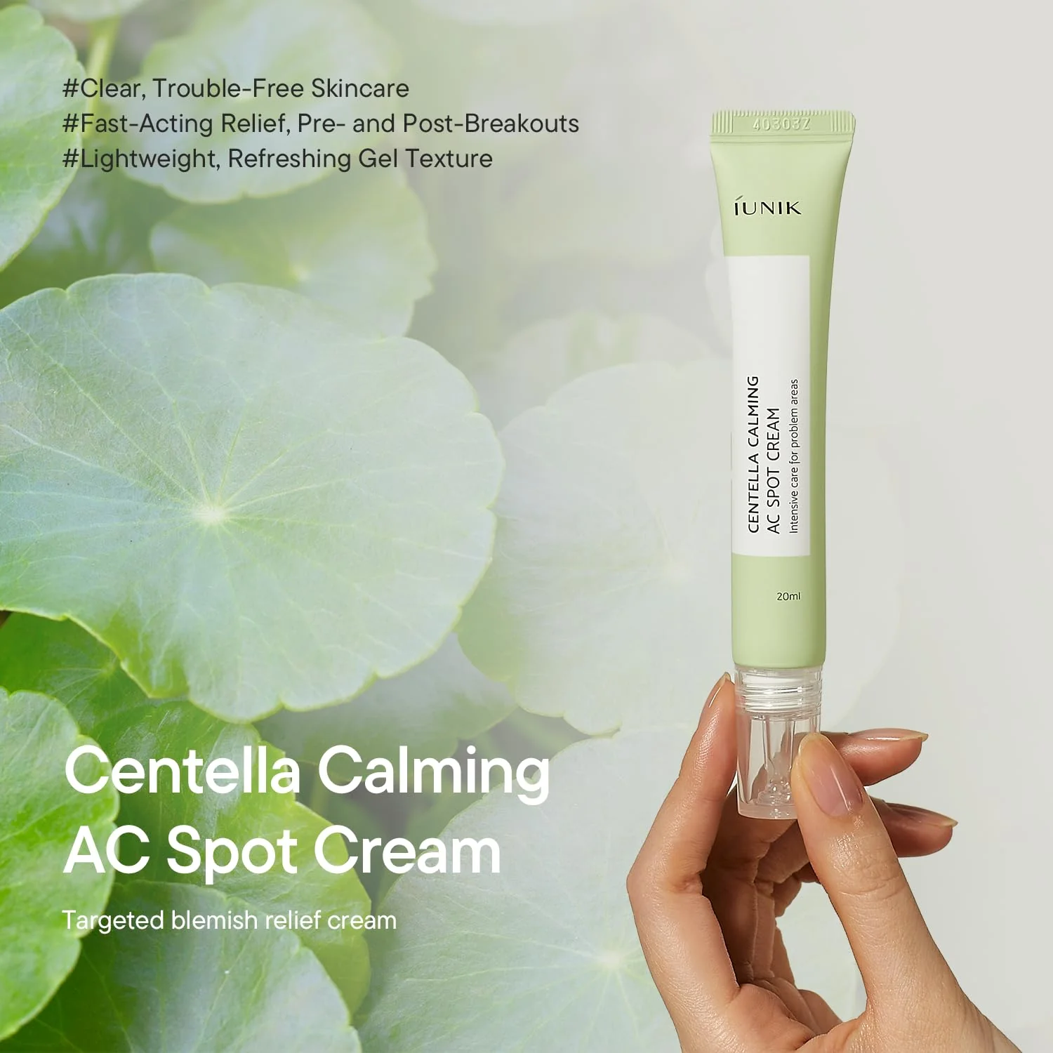 IUNIK 81% Concentrated Centella Calming Gel Acne Spot Cream w/AHA BHA PHA Salicylic Acid Niacinamide Tea Tree Oil-Free Blemish Pimple Lightweight for Adults & Teens .67 Oz Sensitive Acne-prone skin - Image 9