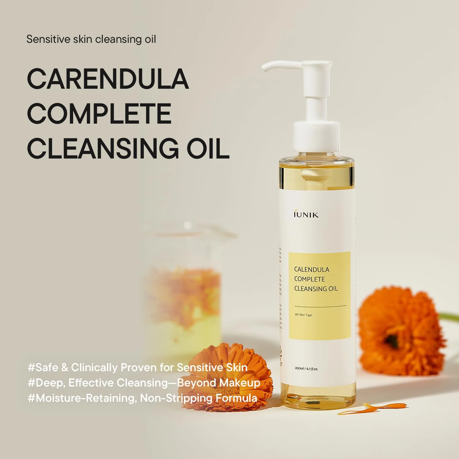 IUNIK Calendula & Jojoba Oil-Infused Vegan Cleansing Oil – Gentle Blackhead Melting & Makeup Remover Facial Cleanser w/Plant-based Oils Korean Skincare - Image 7