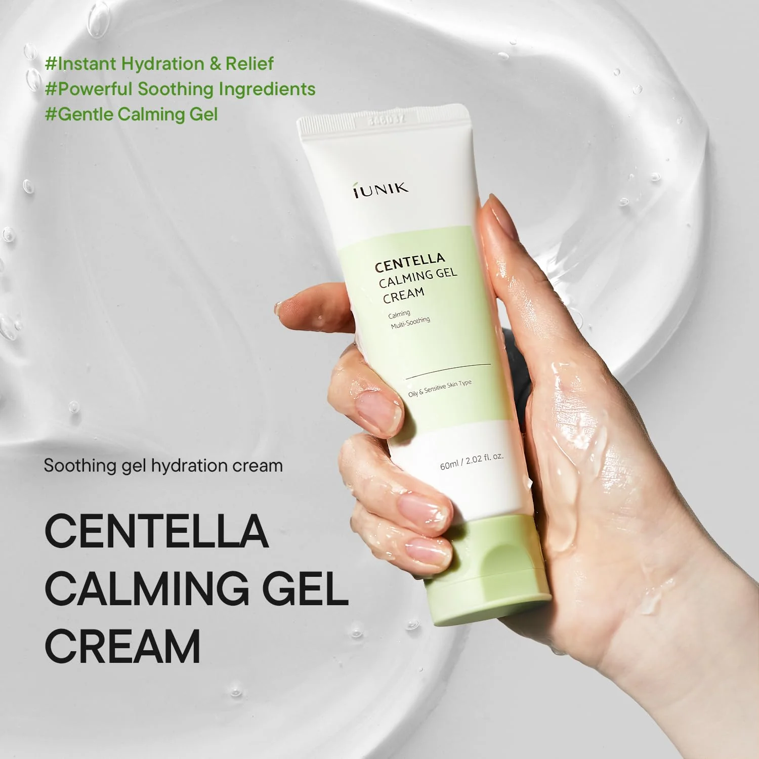 IUNIK Centella Calming Gel Cream Vegan Non-Sticky Moisturizing Blemish Care w/Centella Asiatica Tea Tree Soothes Acne Rosacea Oily & Sensitive Skin Korean Skincare - Image 7