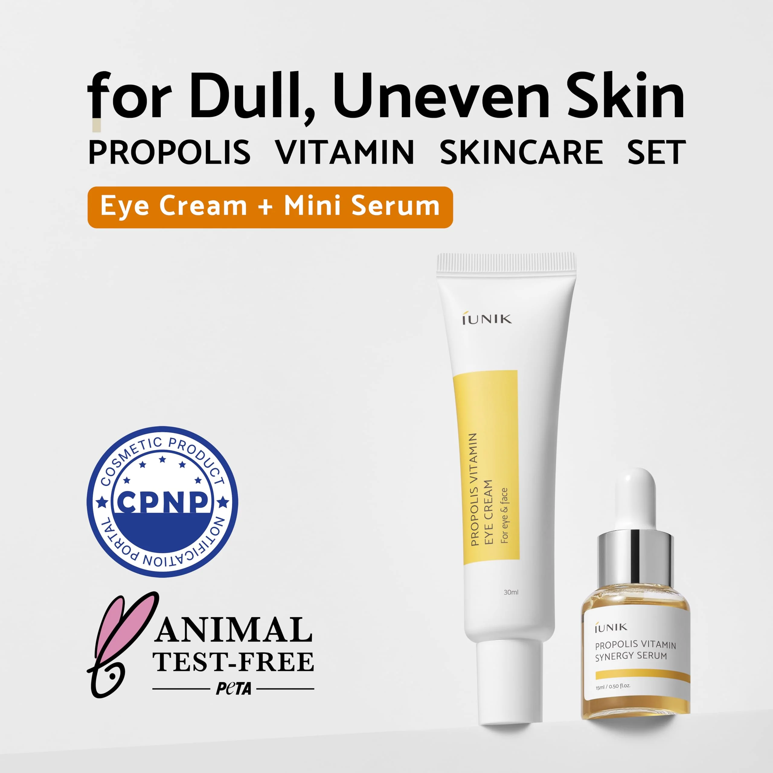 iUNIK Propolis Vitamin Eye Cream Set (Eye Cream 1.01 fl.oz. & Mini Serum 0.51 fl.oz.) - Featuring Propolis Extract, Buckthorn - Image 8