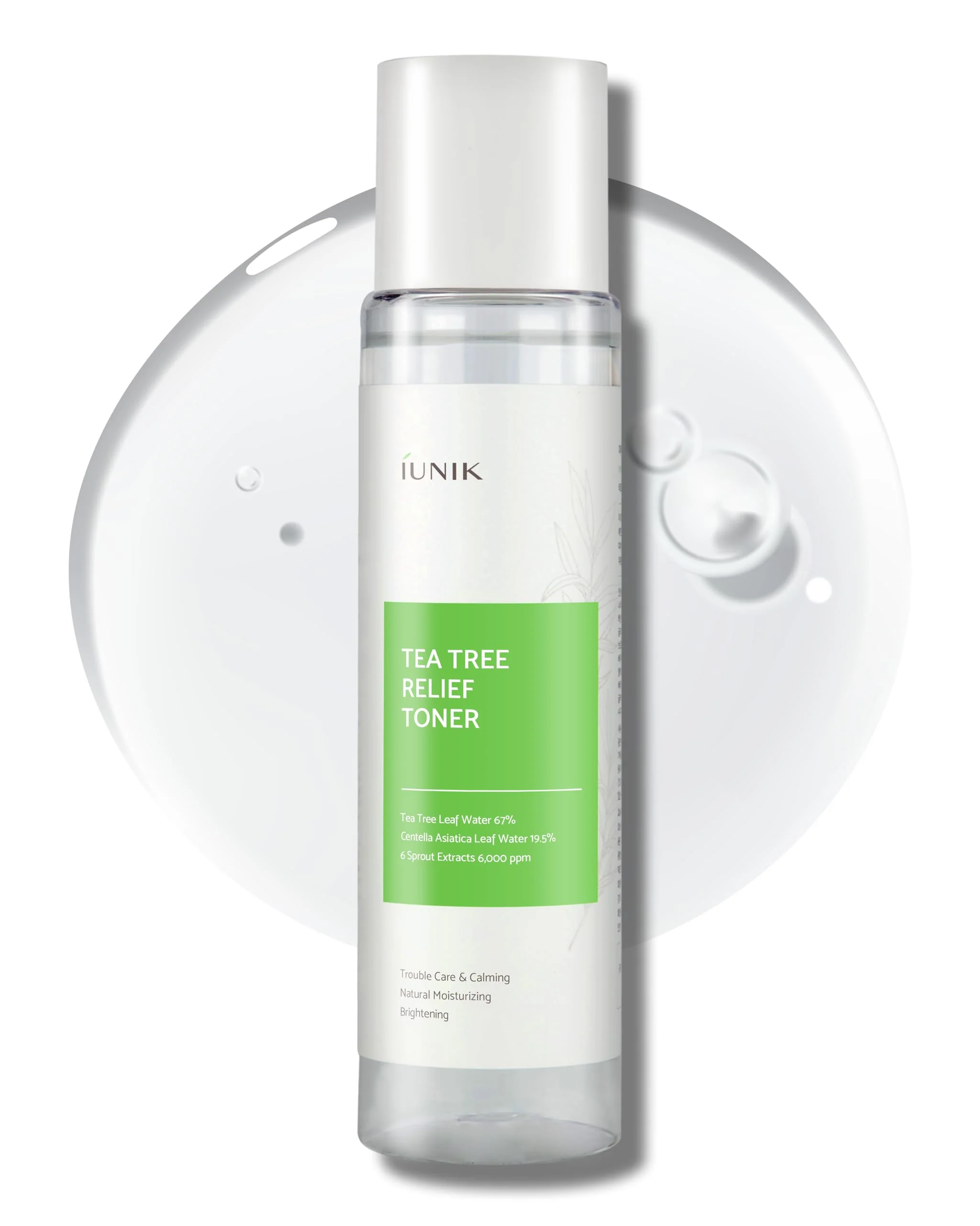 IUNIK Tea Tree Relief Vegan Face Toner - Facial Moisturizer Acne-Prone Irritated Skin w Tea Tree 67% Centella Asiatica 19.5% 6.7 Fl OZ Sensitive Skin Breakout Rosacea Blemish Plant-Based Ingredients