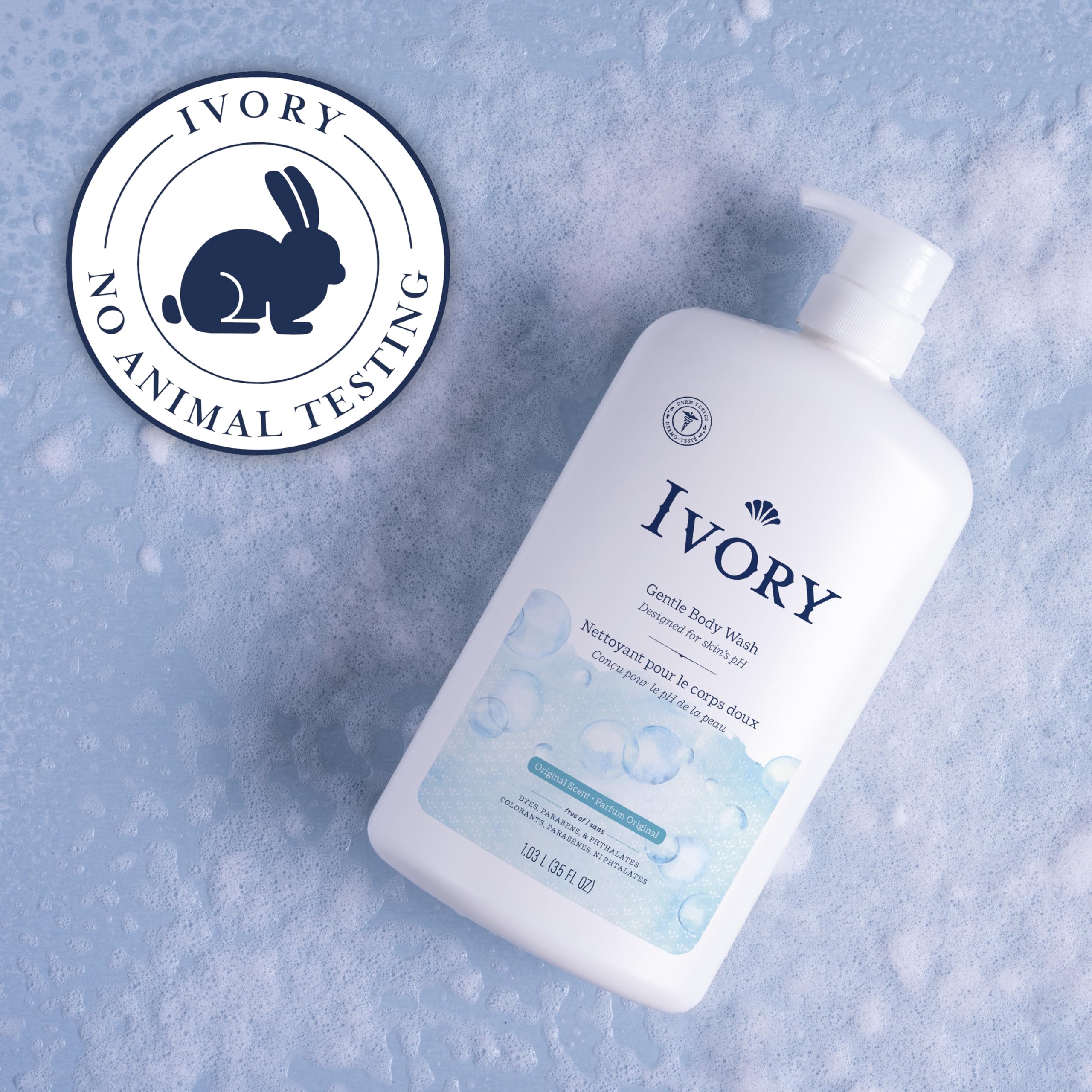 Ivory Body Wash, Designed for the Whole Family, Gentle Formula, Free of Dyes Heavy Perfumes Parabens Phthalates & Silicones, Original Scent, 35 oz - Image 4