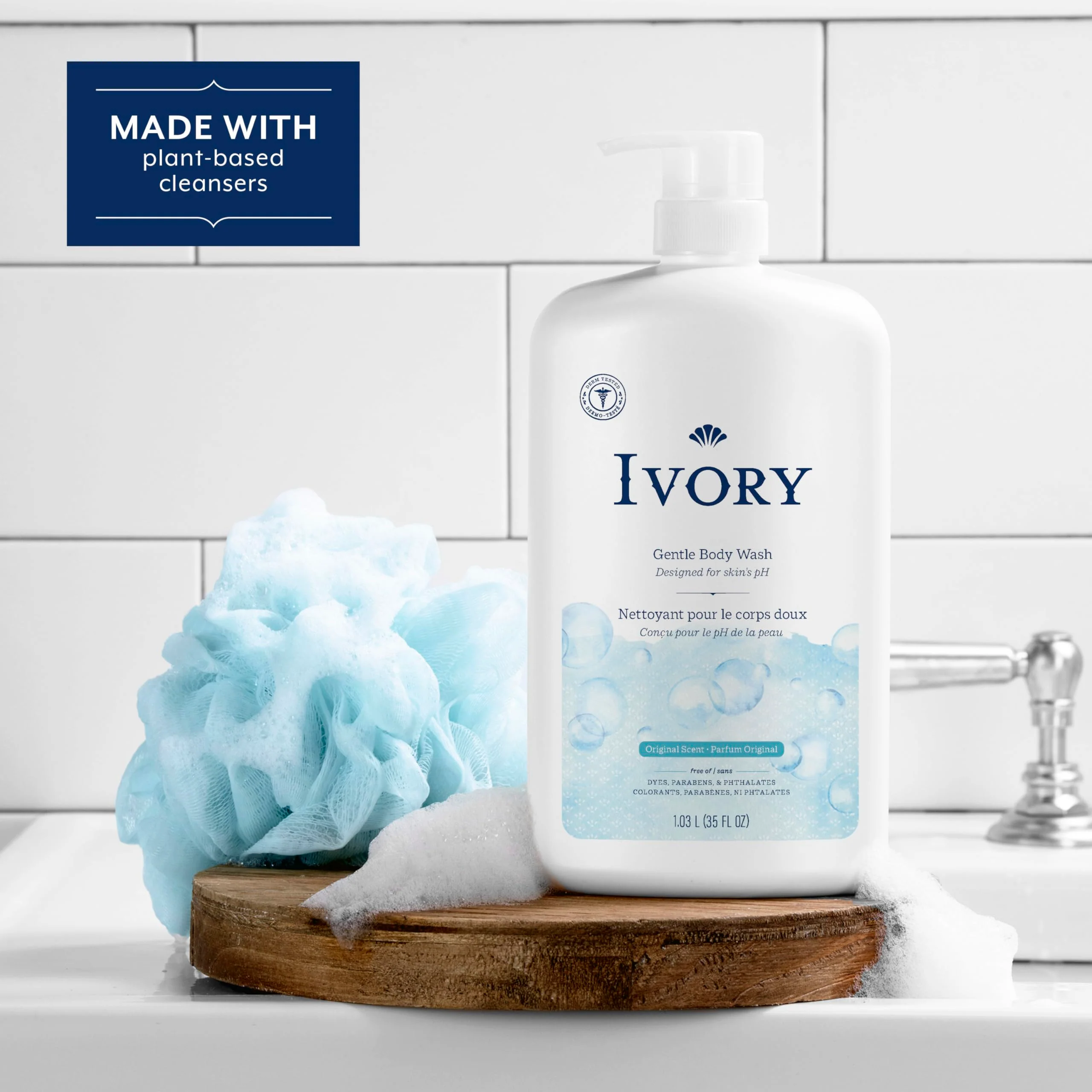 Ivory Body Wash, Designed for the Whole Family, Gentle Formula, Free of Dyes Heavy Perfumes Parabens Phthalates & Silicones, Original Scent, 35 oz - Image 5