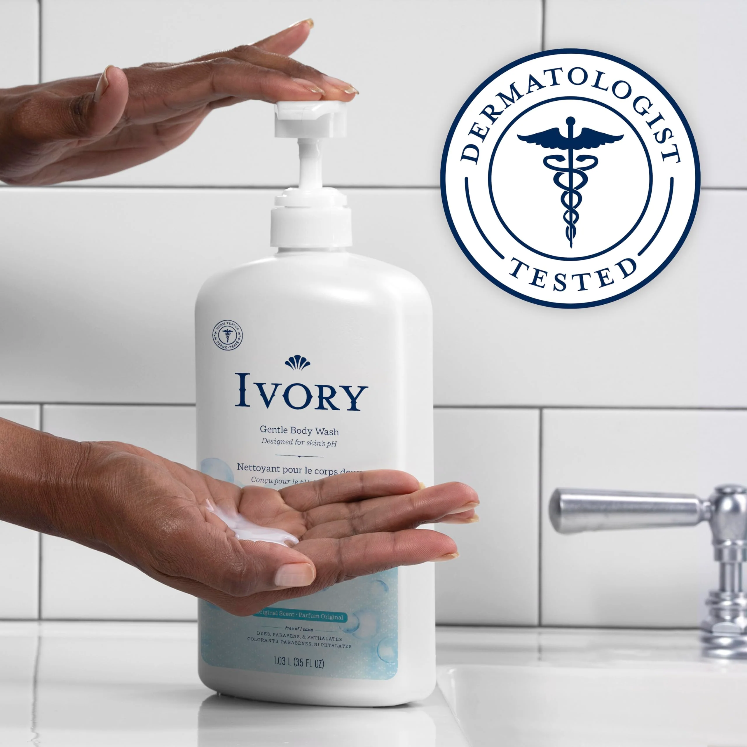 Ivory Body Wash, Designed for the Whole Family, Gentle Formula, Free of Dyes Heavy Perfumes Parabens Phthalates & Silicones, Original Scent, 35 oz - Image 6
