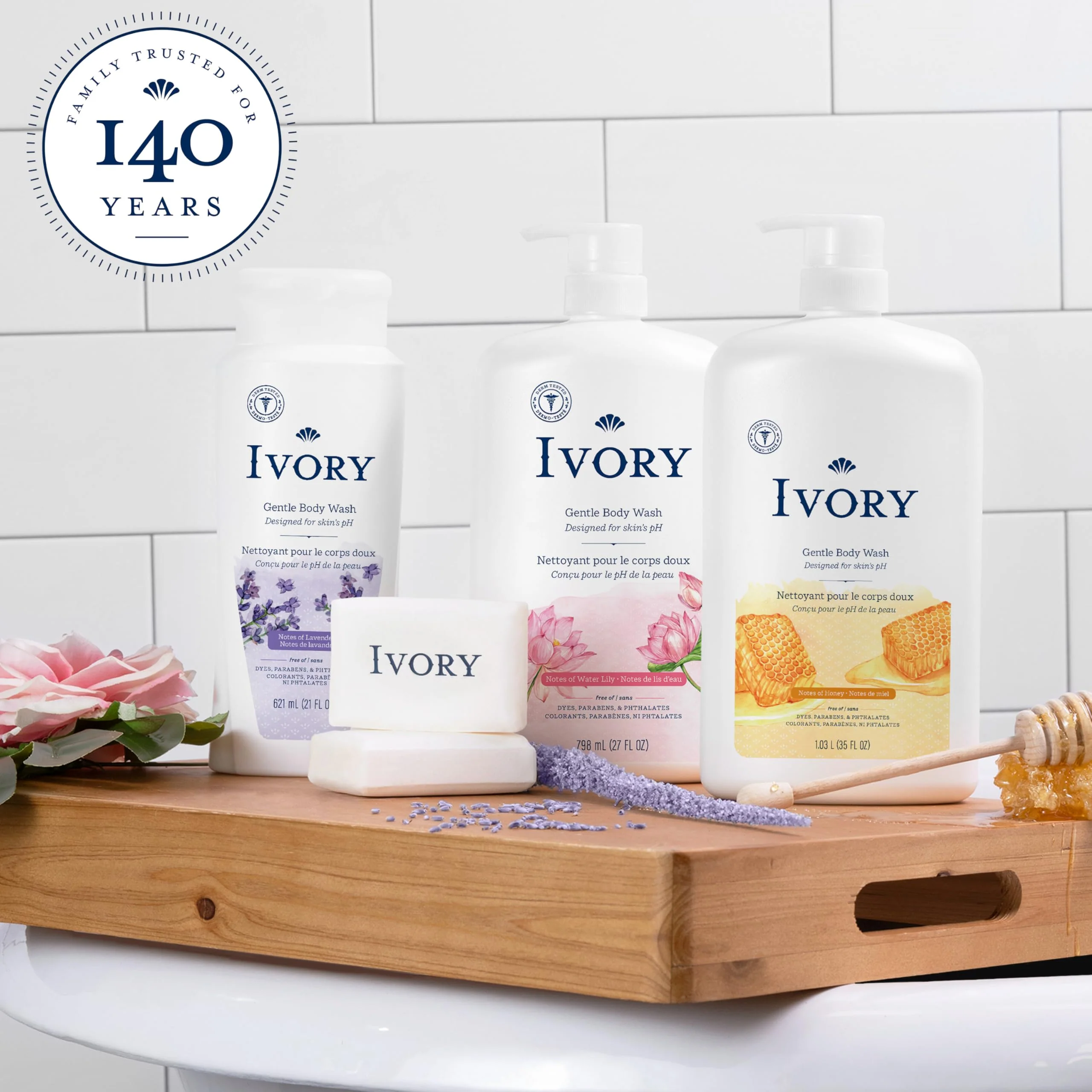 Ivory Body Wash Gentle, Free of dyes, parabens, and phthalates, Honey Scent, 35 oz - Image 3