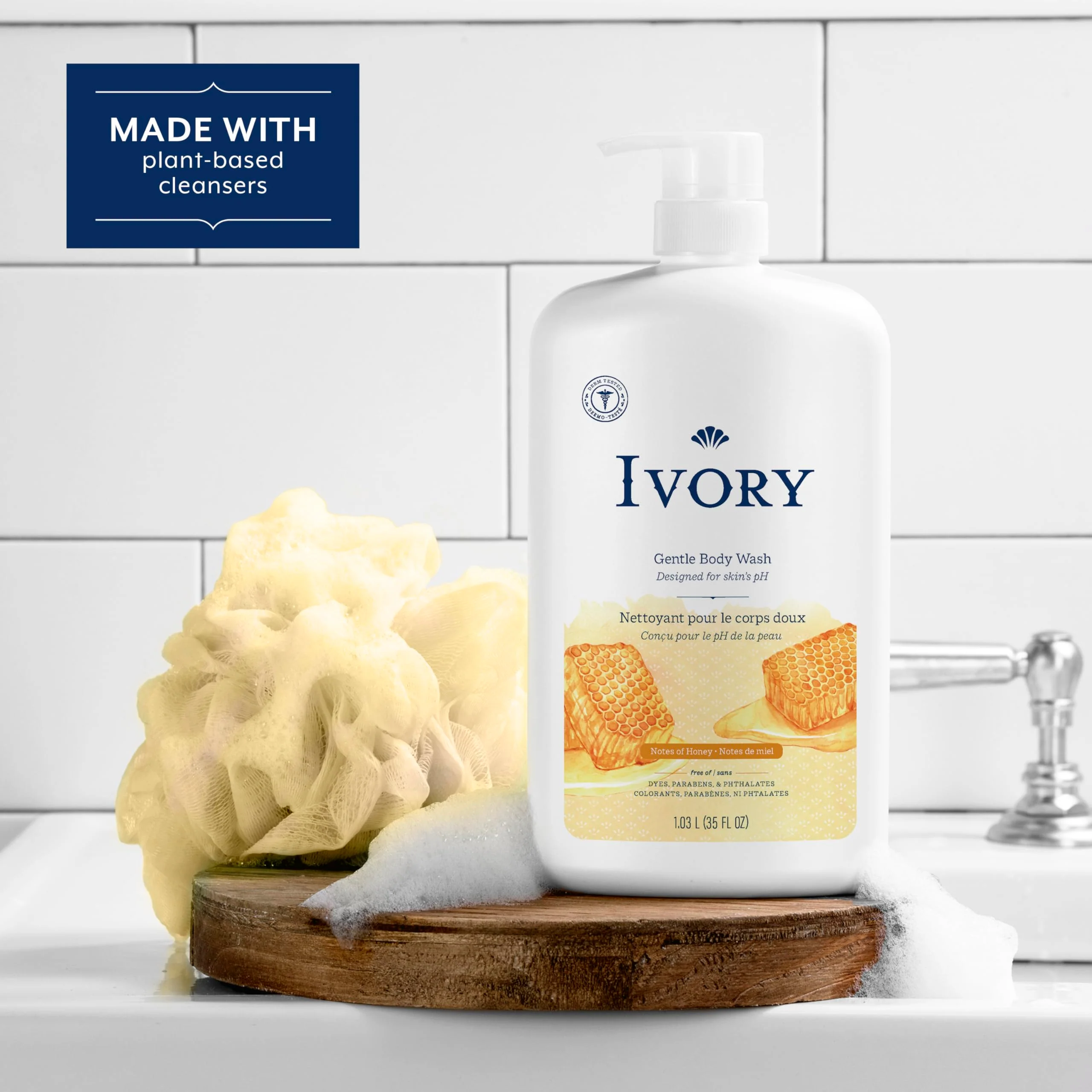 Ivory Body Wash Gentle, Free of dyes, parabens, and phthalates, Honey Scent, 35 oz - Image 5