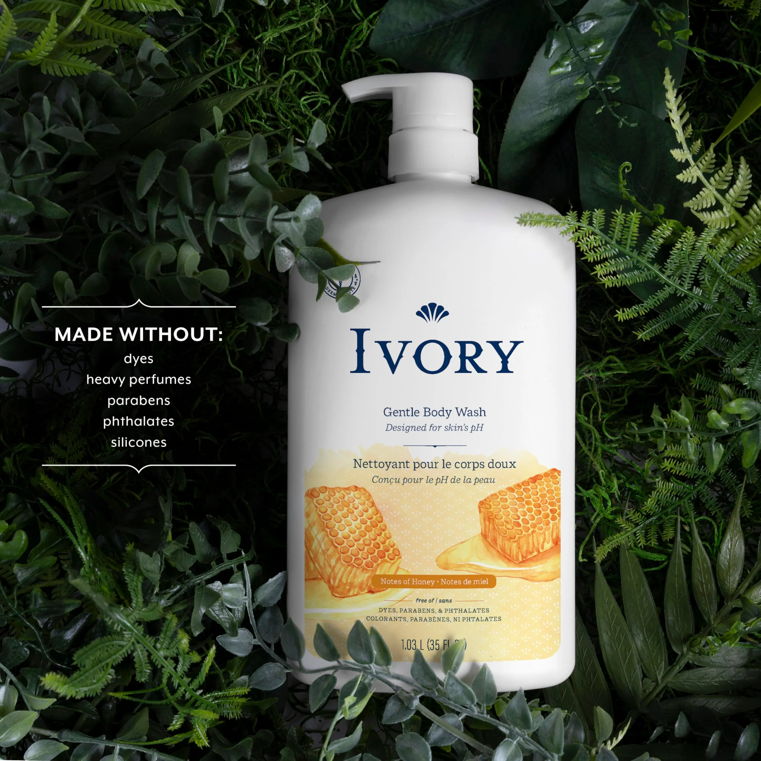 Ivory Body Wash Gentle, Free of dyes, parabens, and phthalates, Honey Scent, 35 oz - Image 7