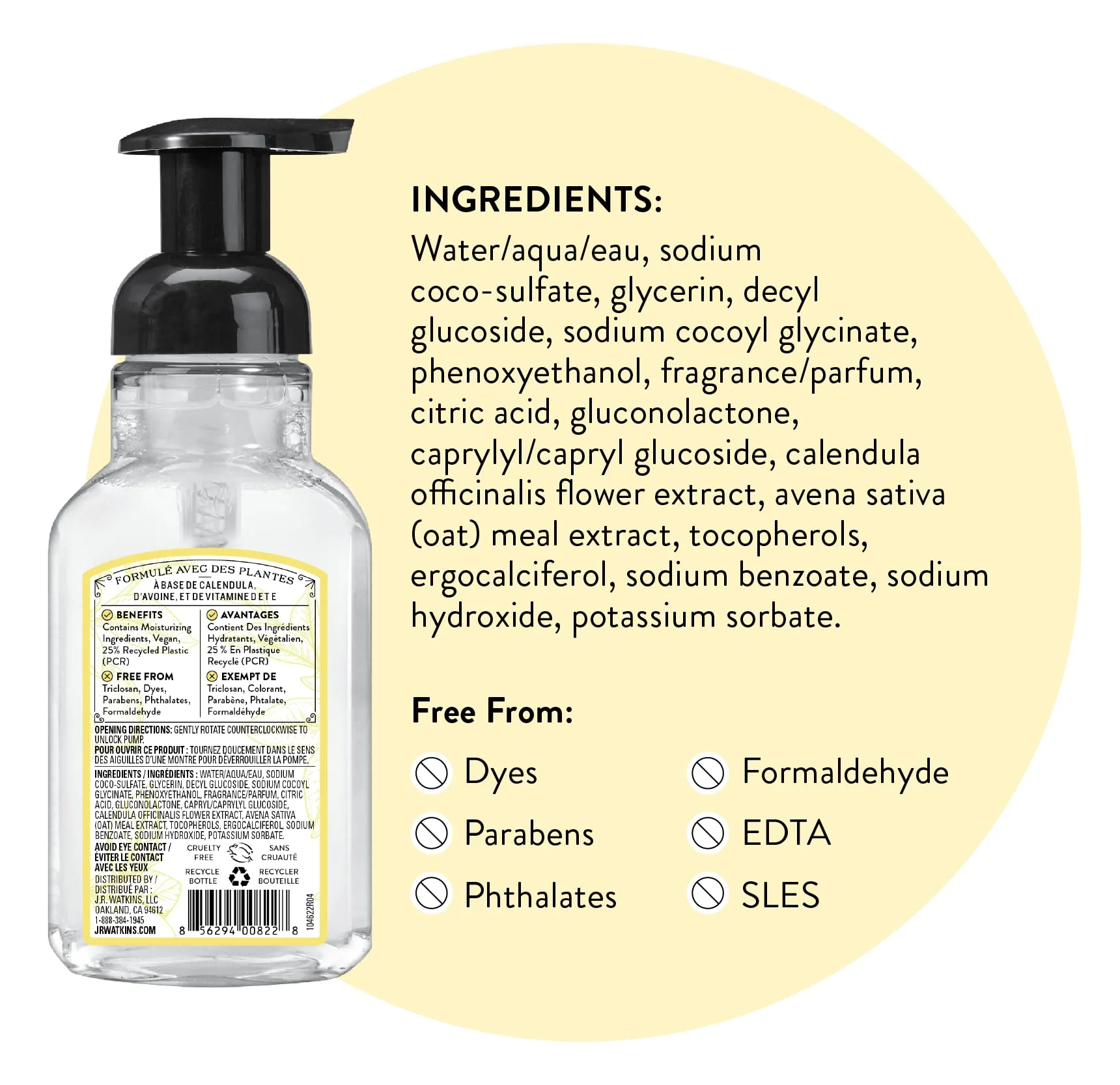 J.R. Watkins Foaming Hand Soap with Pump Dispenser, Moisturizing Foam Hand Wash, Alcohol-Free, Cruelty-Free, Citron, 9 fl oz, 3 Pack - Image 4