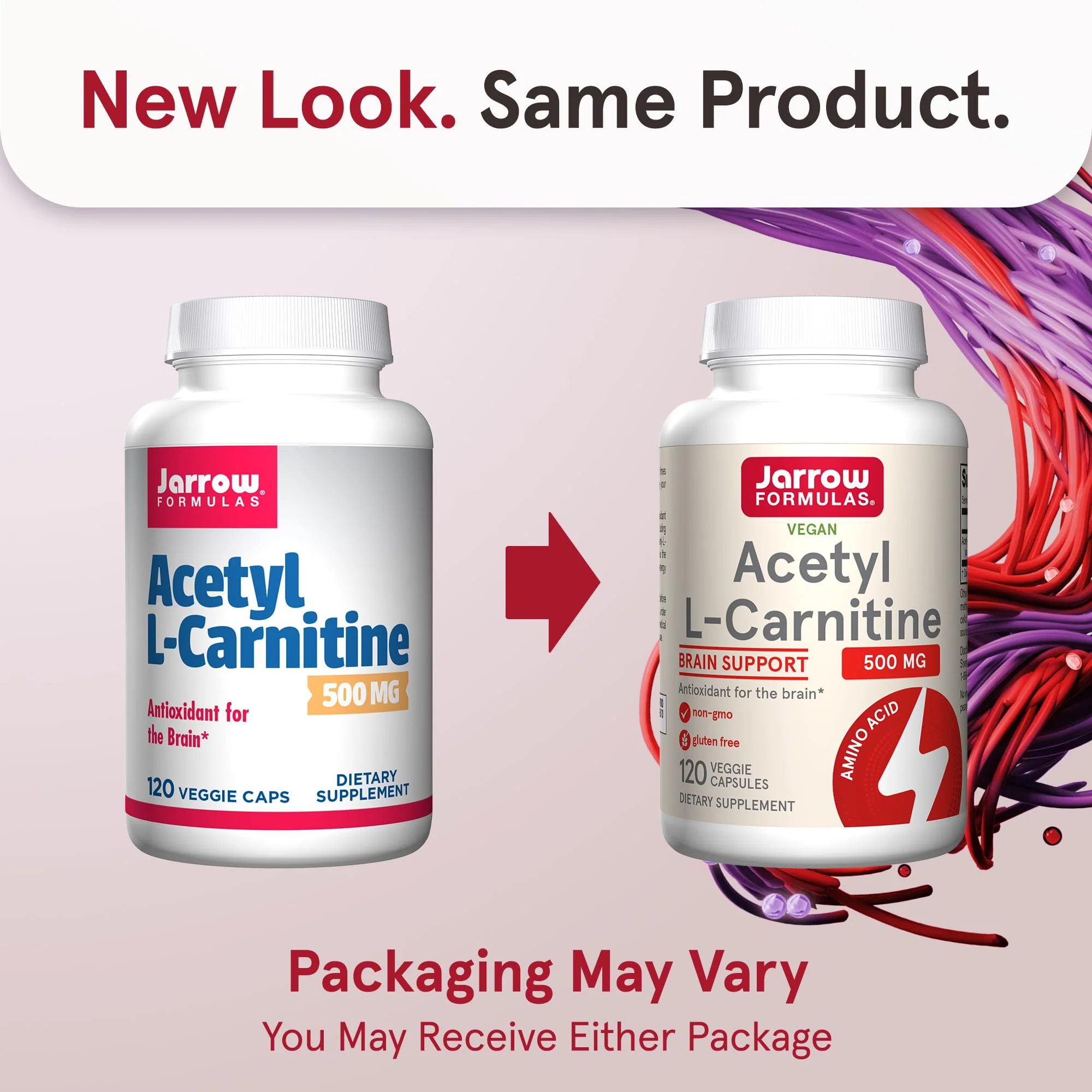 Jarrow Formulas® Acetyl L-Carnitine 500 mg, Dietary Supplement, Amino Acid Support for Brain Health and Antioxidants, 120 Veggie Capsules, 120 Day Supply - Image 2