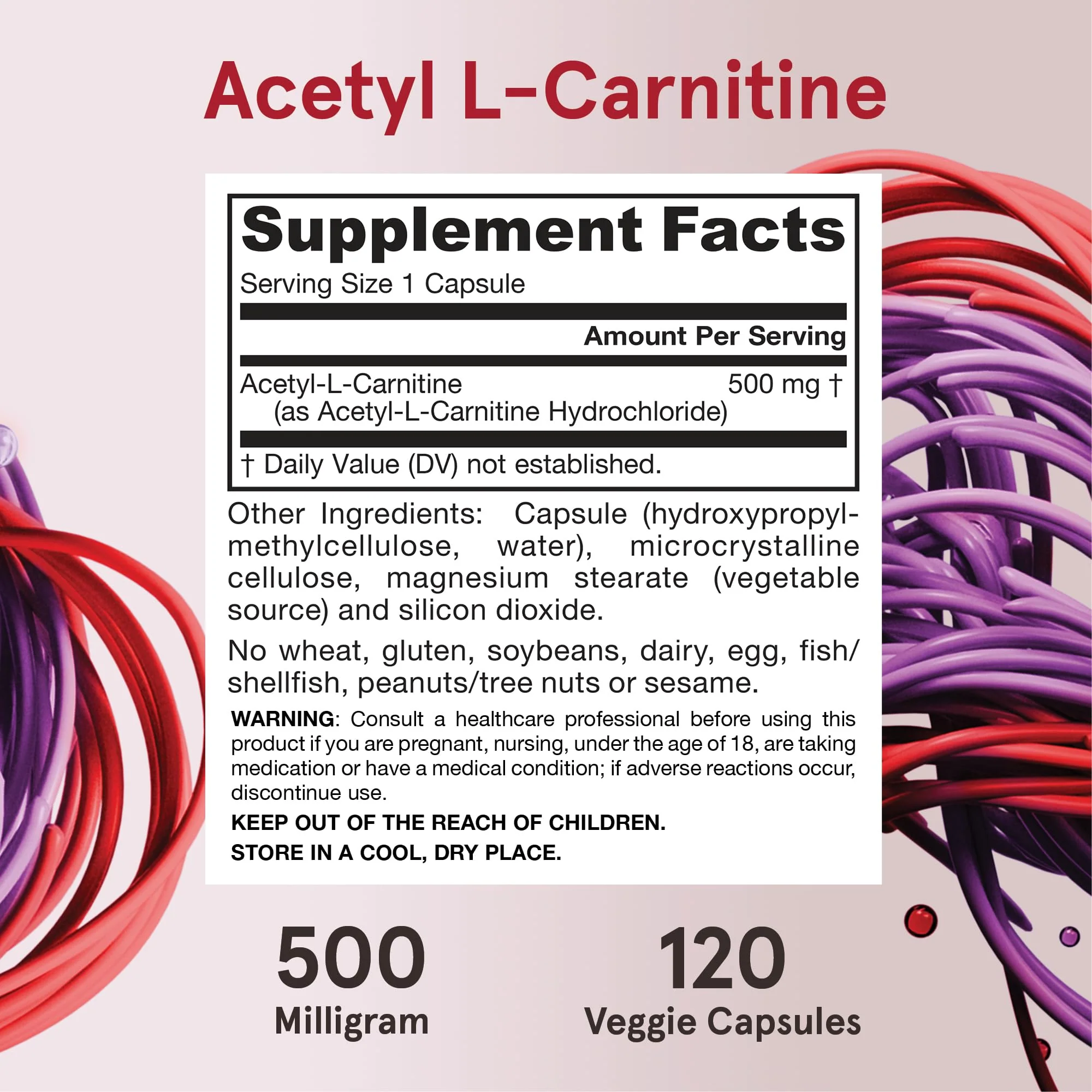 Jarrow Formulas® Acetyl L-Carnitine 500 mg, Dietary Supplement, Amino Acid Support for Brain Health and Antioxidants, 120 Veggie Capsules, 120 Day Supply - Image 6