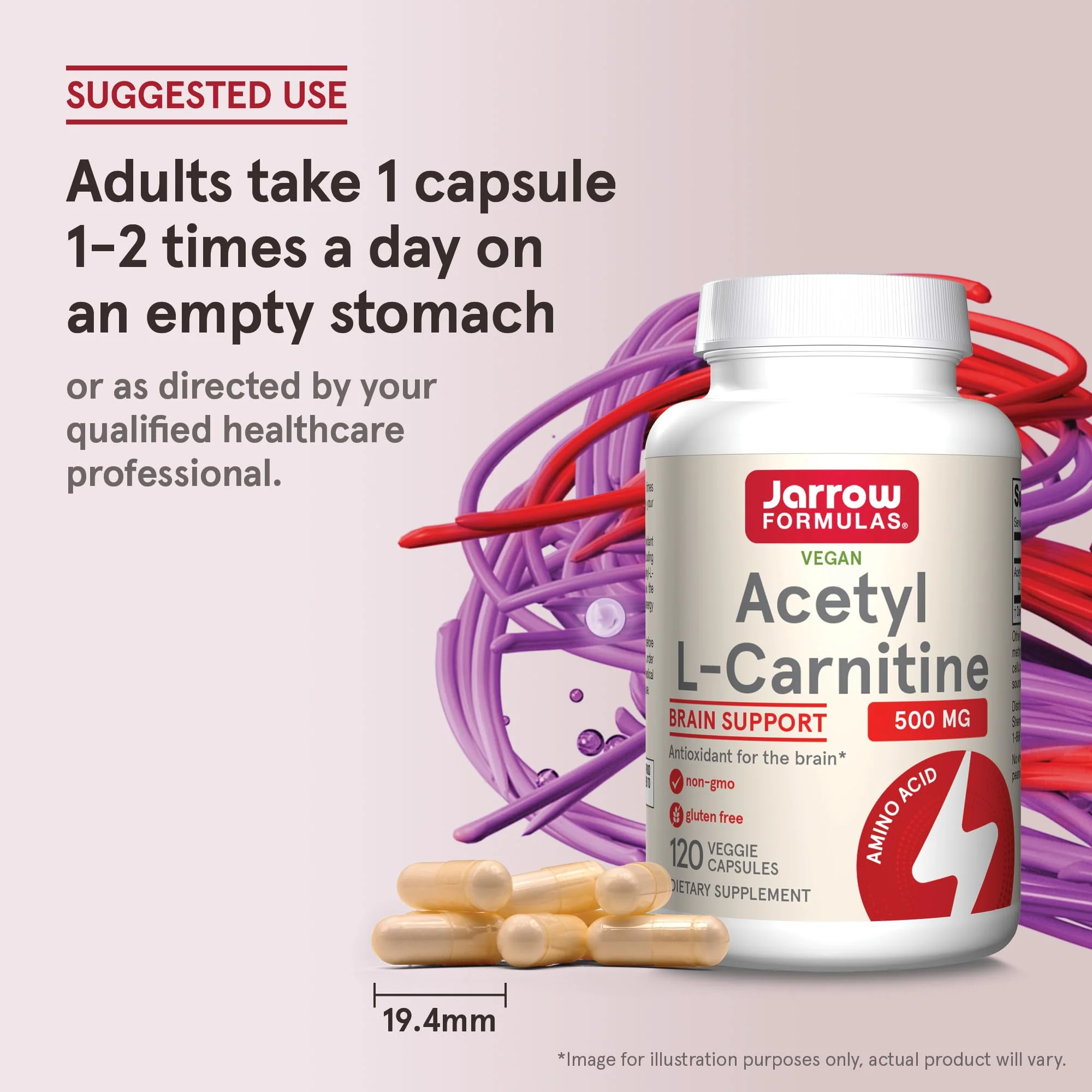 Jarrow Formulas® Acetyl L-Carnitine 500 mg, Dietary Supplement, Amino Acid Support for Brain Health and Antioxidants, 120 Veggie Capsules, 120 Day Supply - Image 7