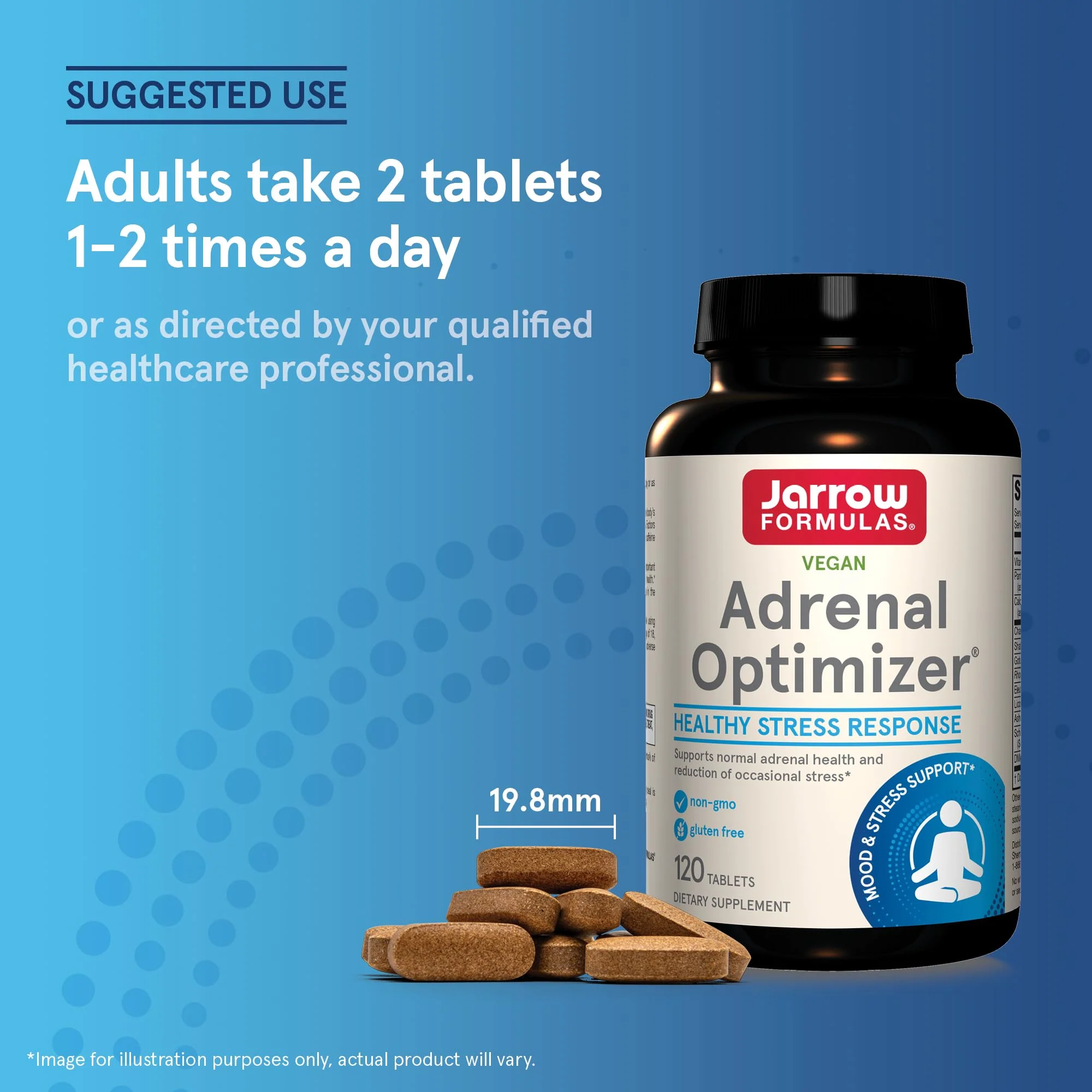 Jarrow Formulas® Adrenal Optimizer® with Ashwagandha, Chamomile and Schizandra Extract, Supports Reduction of Occasional Stress, 120 Vegan Tablets, 60 Day Supply - Image 5