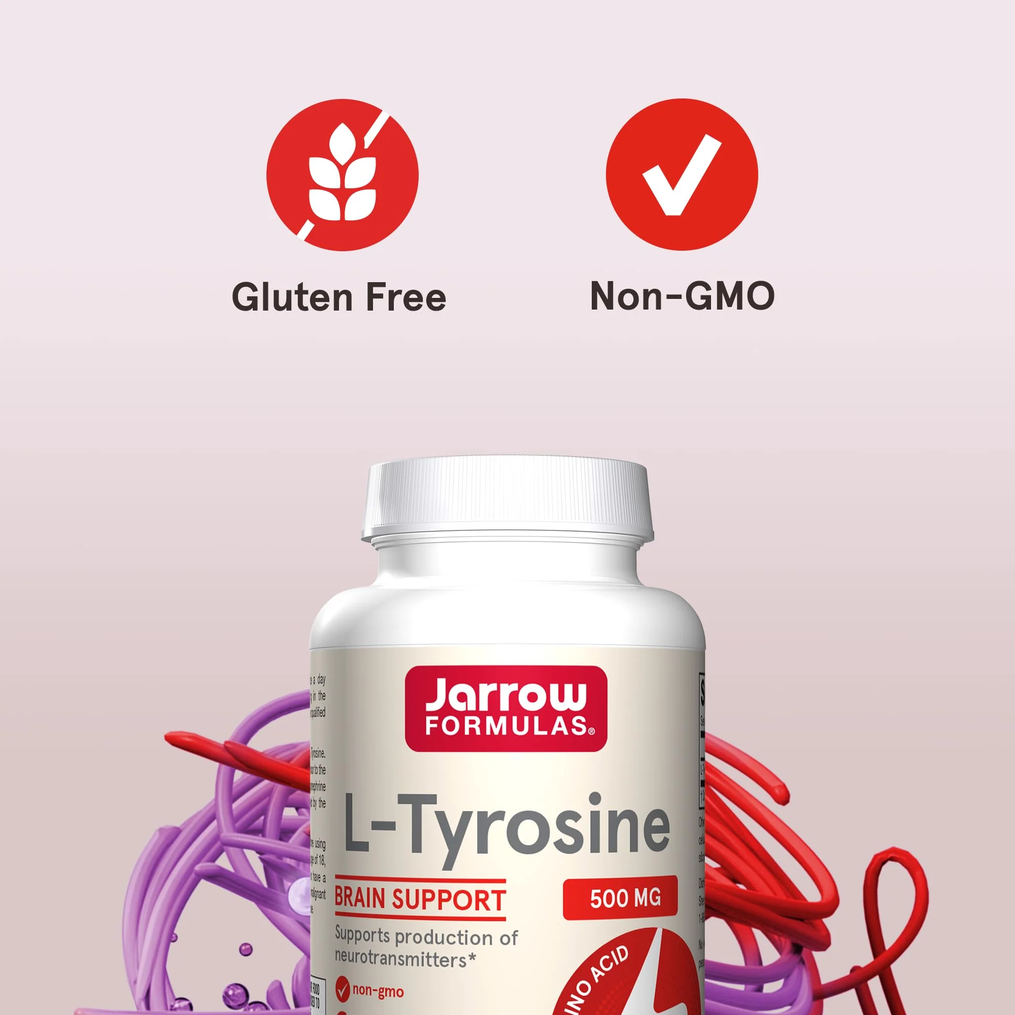 Jarrow Formulas® L-Tyrosine 500 mg, Dietary Supplement, Amino Acid Supplement for Brain Health Support, 100 Capsules, 100 Day Supply - Image 7