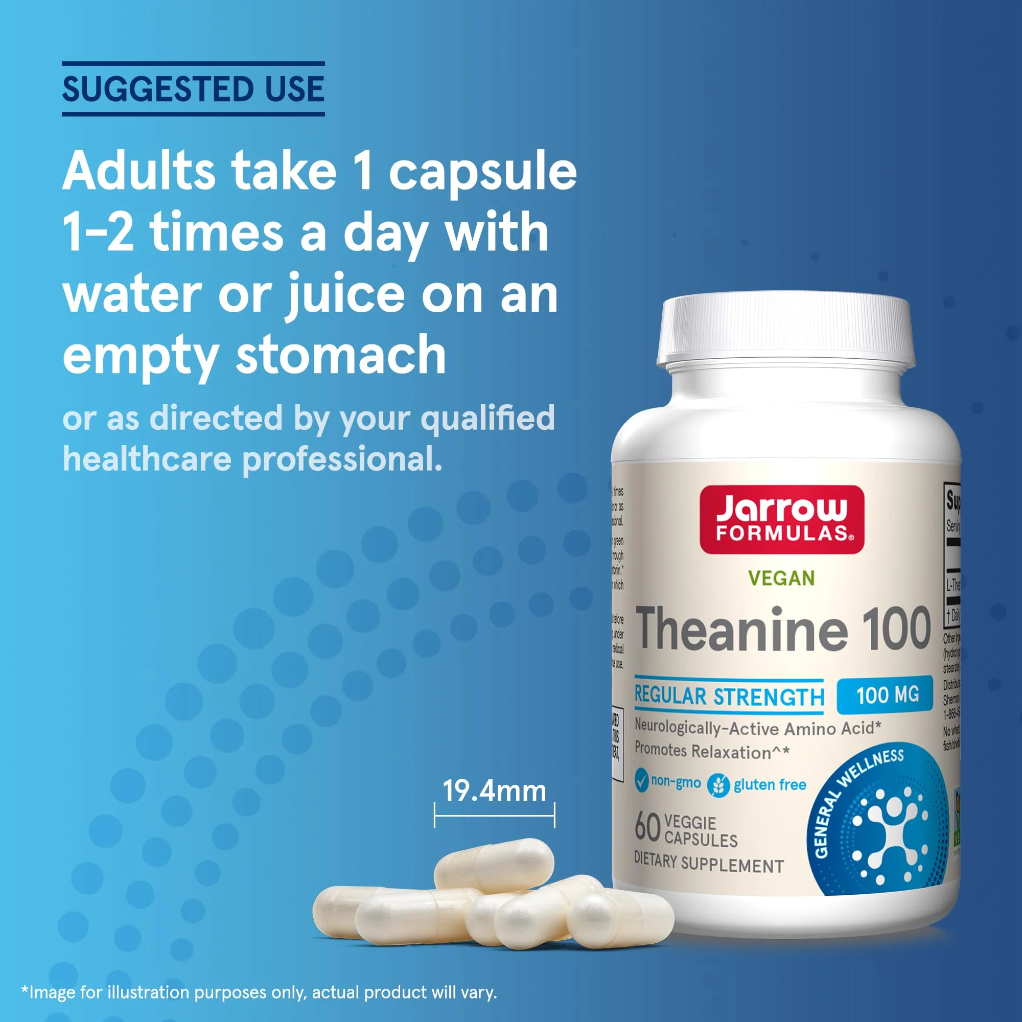 Jarrow Formulas® Regular Strength Theanine 100 mg, Dietary Supplement, 60 Capsules, 60 Day Supply - Image 5