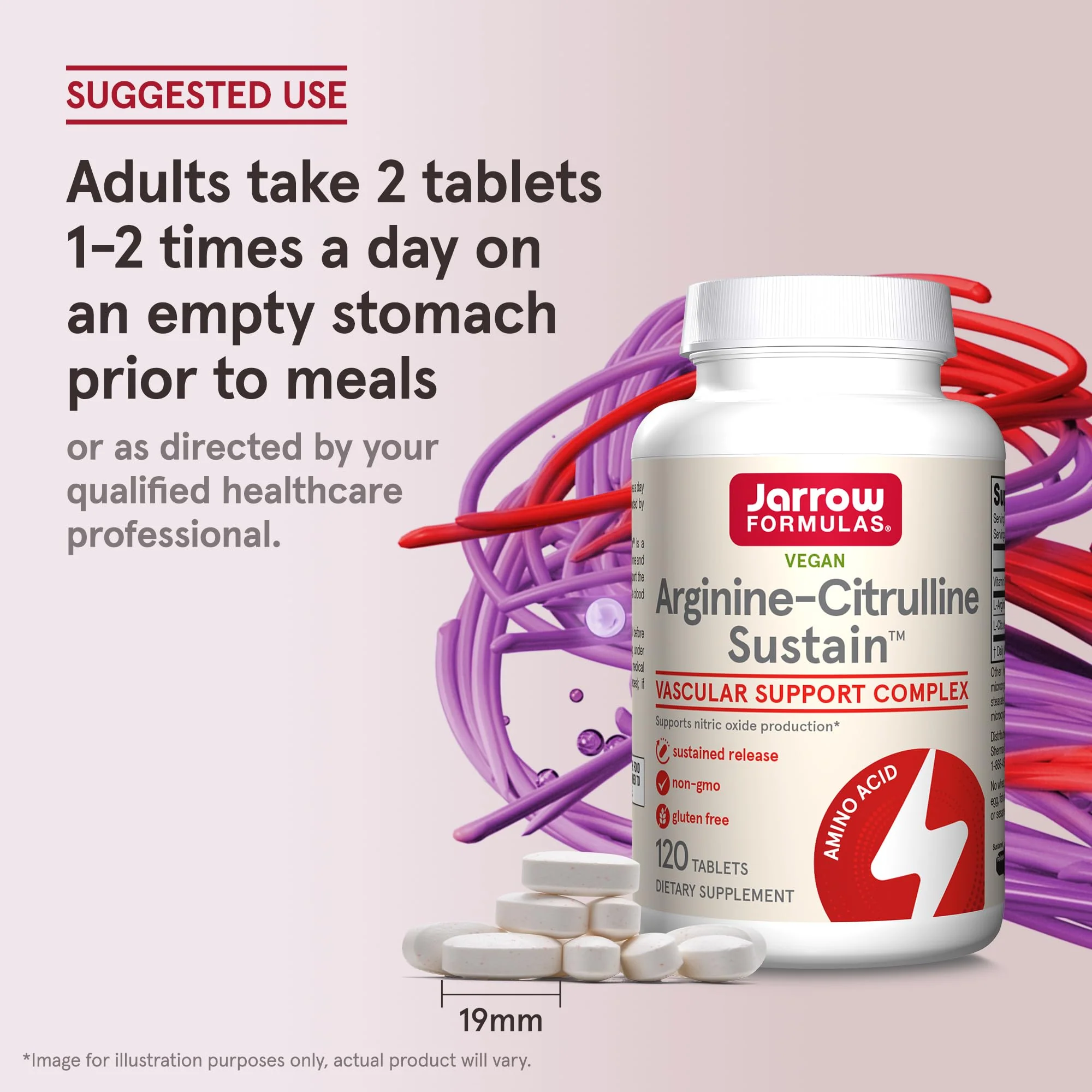 Jarrow Formulas Arginine-Citrulline Sustain - Supplement Supports Nitric Oxide Production, Blood Flow & Cardiovascular Health - Men's Health Formula - Up to 60 Servings - Image 7