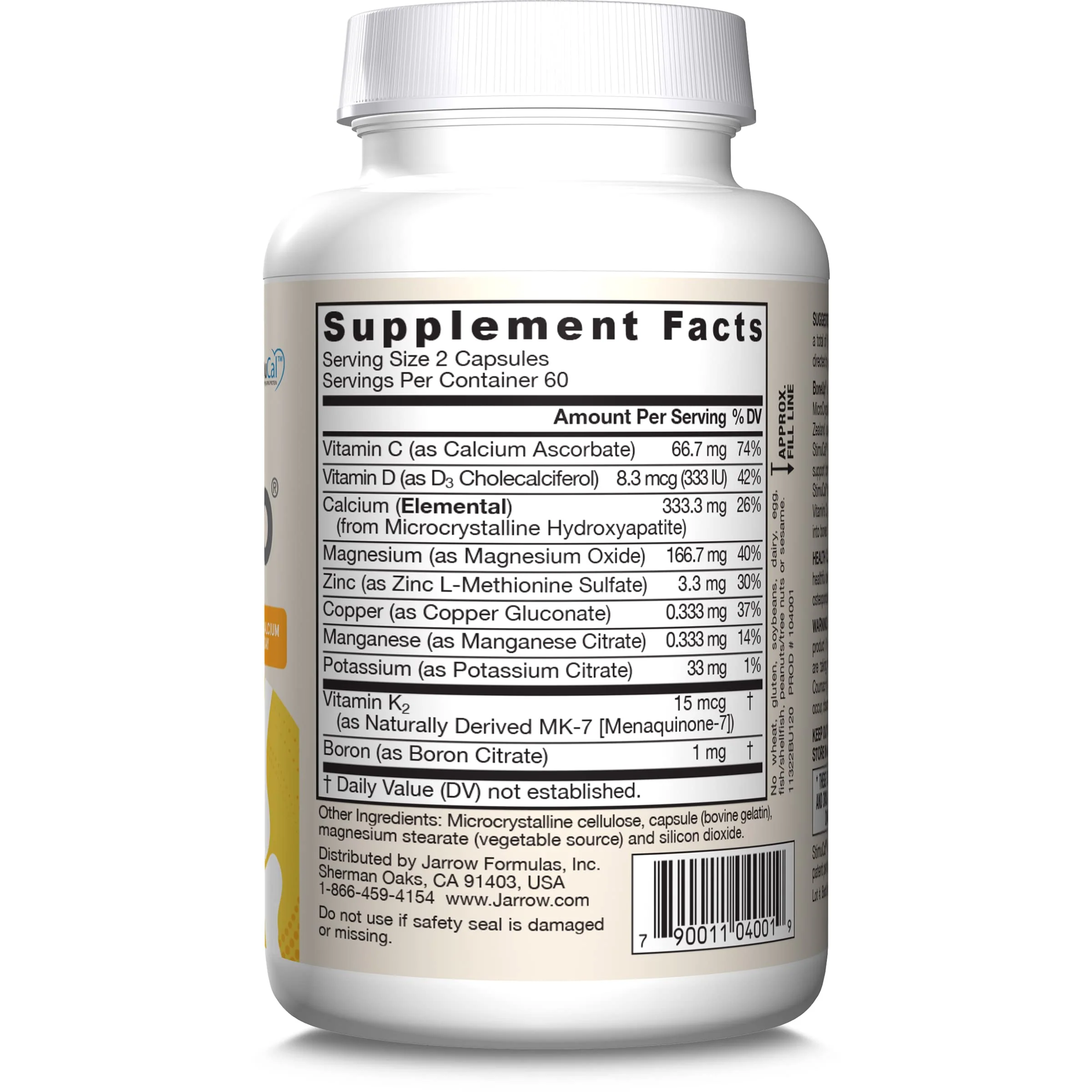 Jarrow Formulas BoneUp for Bone Density - Vitamin D3 and K2, Calcium Support, 120 Capsules, Provides Skeletal Nutrition, Up to 20 Days Supply - Image 3