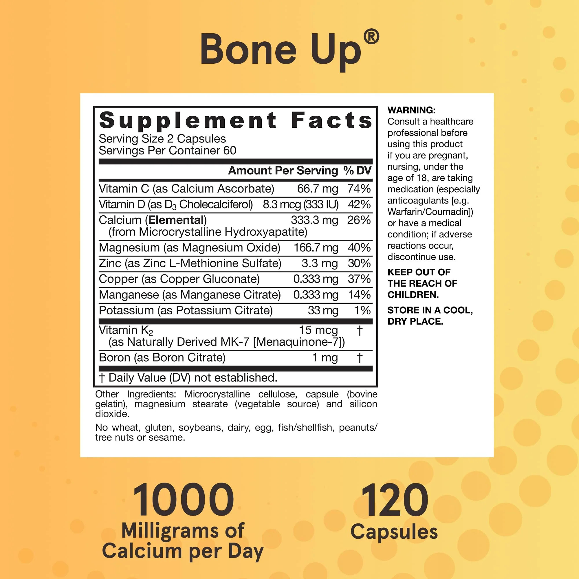 Jarrow Formulas BoneUp for Bone Density - Vitamin D3 and K2, Calcium Support, 120 Capsules, Provides Skeletal Nutrition, Up to 20 Days Supply - Image 6