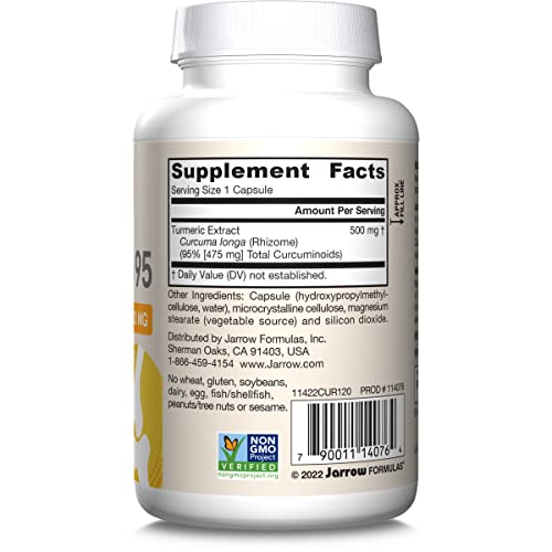 Jarrow Formulas Curcumin 95 Supplement - Turmeric Extract Supplement, 500 mg for Antioxidant & Joint Support, 120 Capsules - Image 2