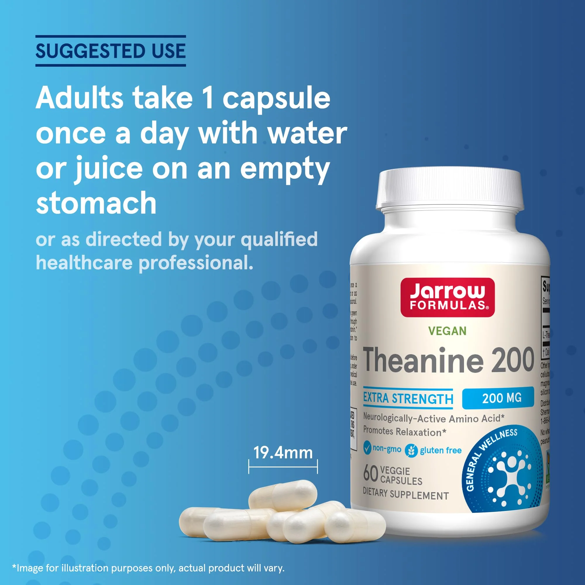 Jarrow Formulas Extra Strength L Theanine 200mg Dietary Supplement that Promotes Relaxation, Supplement for Relaxation Support, 60 Veggie Capsules, 60 Day Supply - Image 6