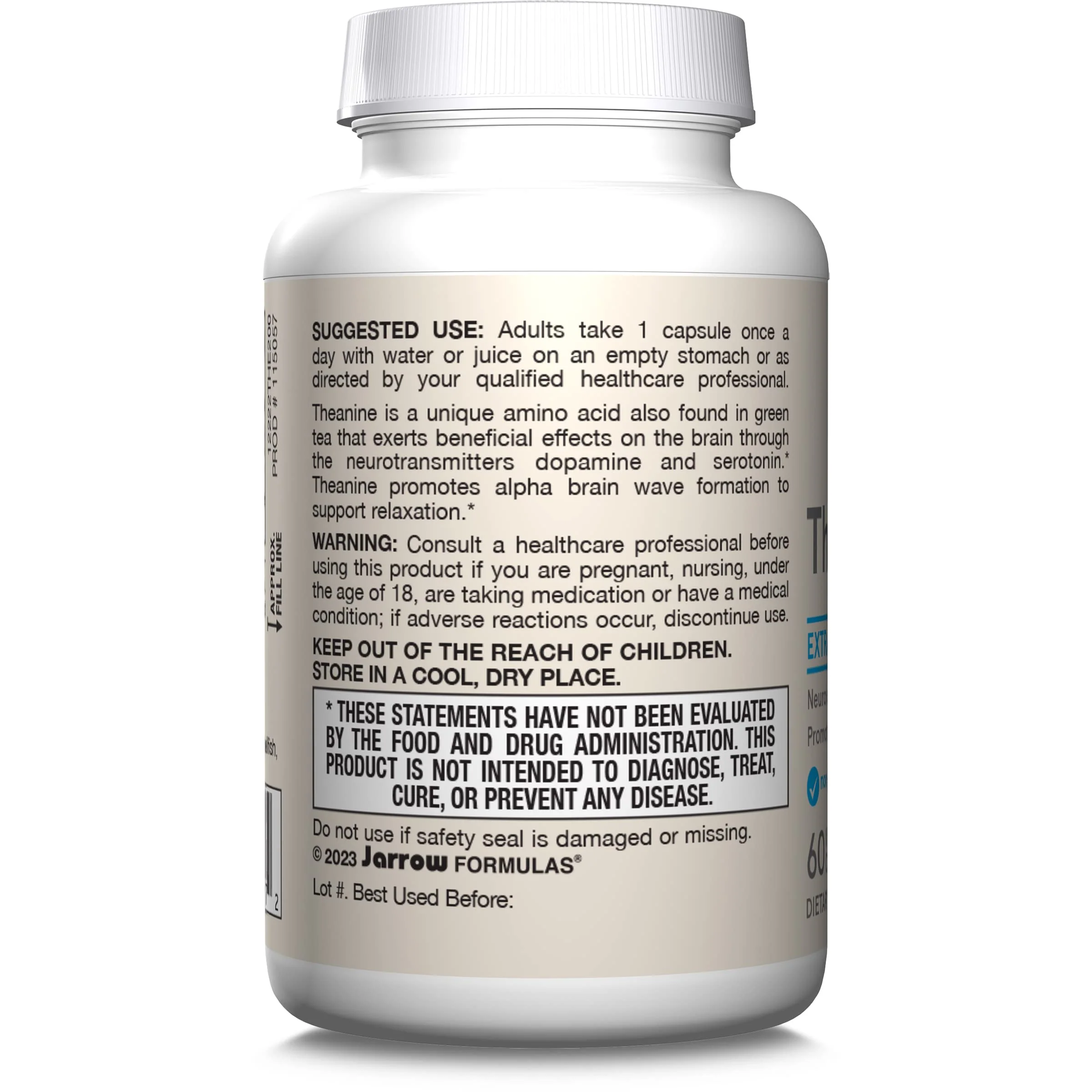Jarrow Formulas Extra Strength L Theanine 200mg Dietary Supplement that Promotes Relaxation, Supplement for Relaxation Support, 60 Veggie Capsules, 60 Day Supply - Image 8