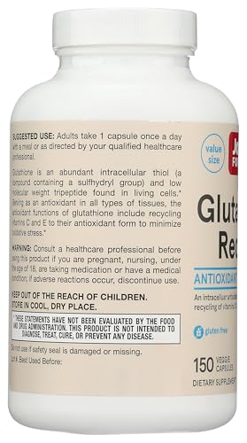 Jarrow Formulas Glutathione Reduced 500 mg - 150 Veggie Capsules - Intracellular Antioxidant - Quality Glutathione Supplements - Supports Recycling of Vitamins C & E - Non-GMO - Gluten Free - Vegan - Image 4