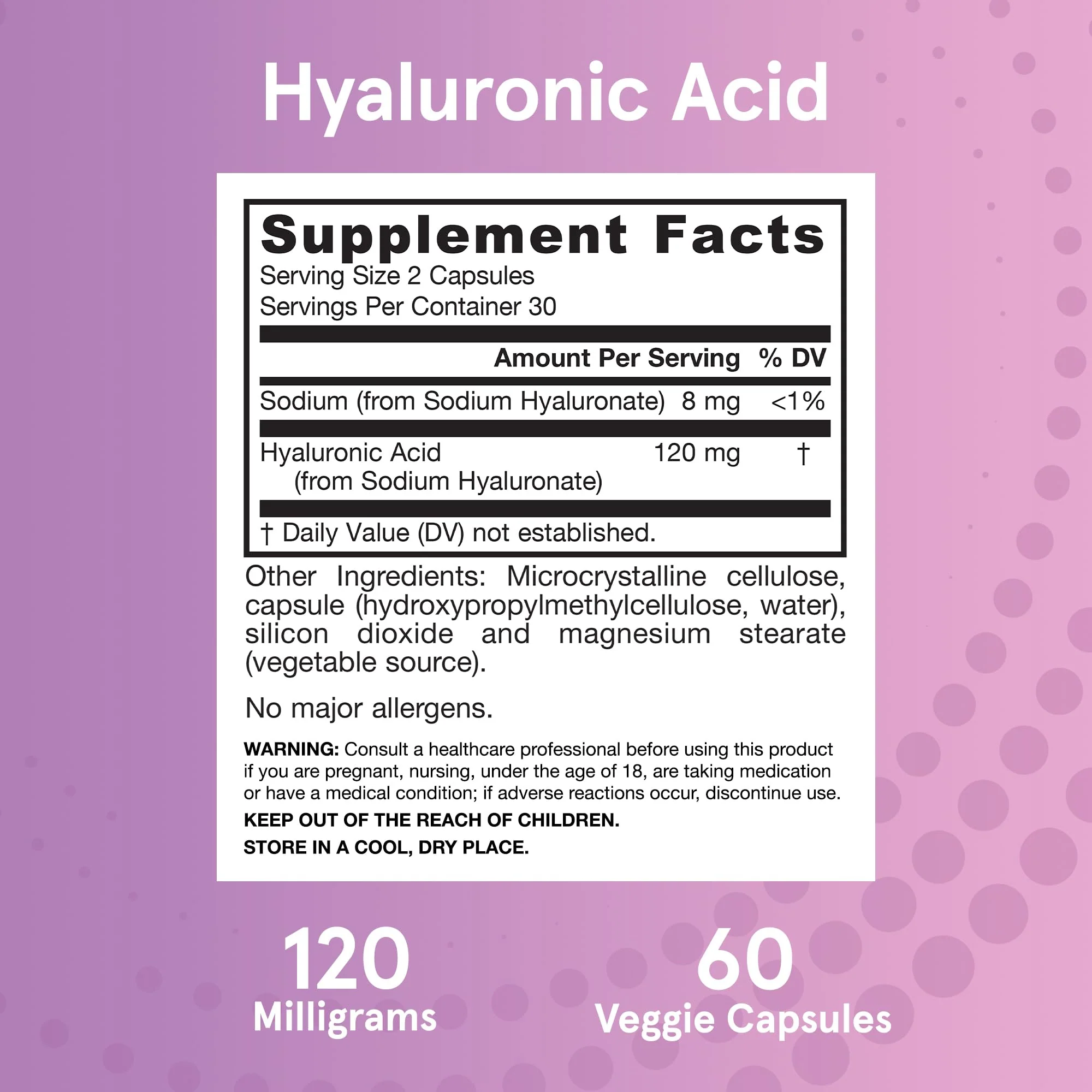 Jarrow Formulas Hyaluronic Acid 120 mg, Dietary Supplement, Skin Health Support, 60 Veggie Capsules, Up to 30 Day Supply - Image 5