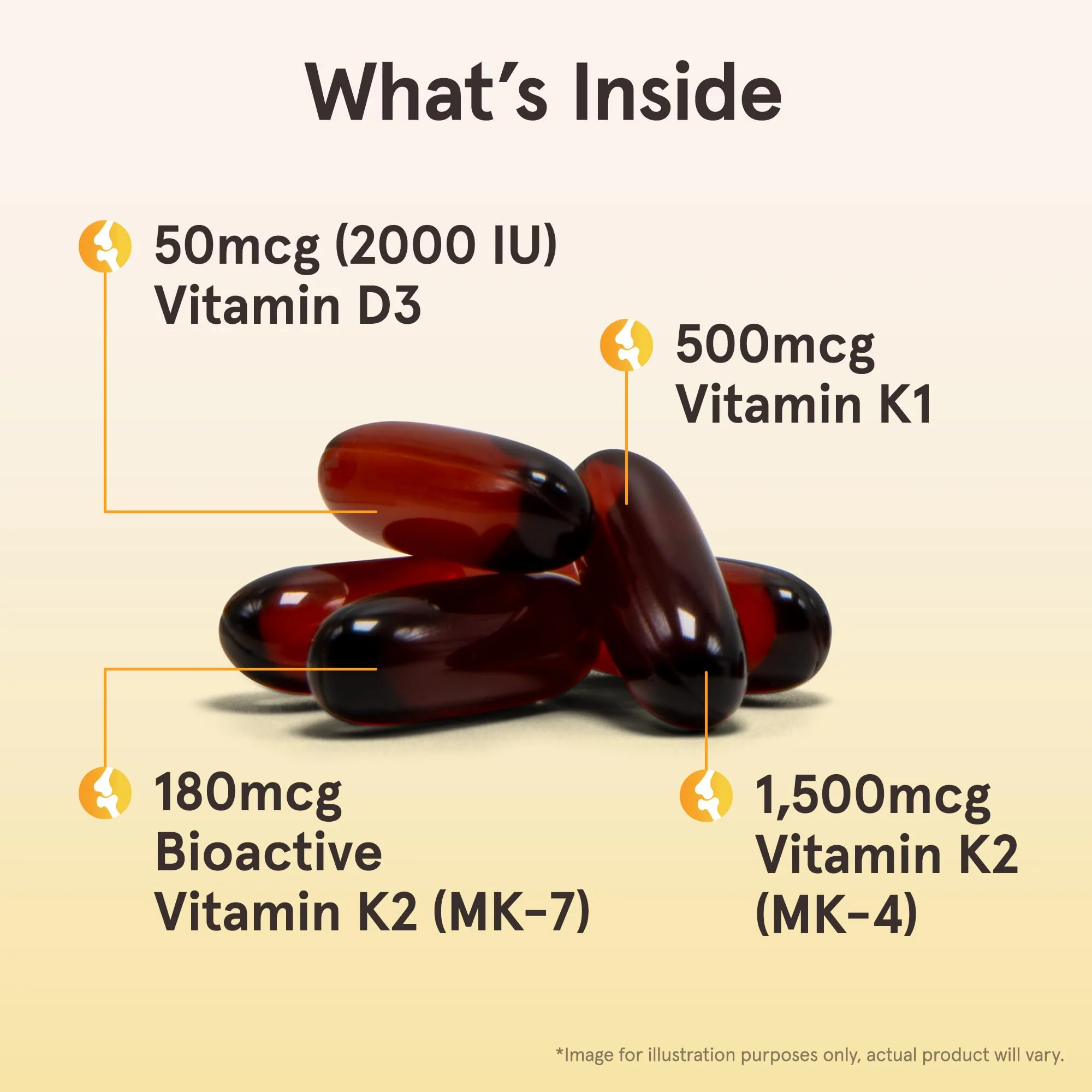 Jarrow Formulas K-Right - Vitamin K-Complex (K1, MK-4, MK-7, D3) - 60 Servings (Softgels) - Dietary Supplement for Bone & Cardiovascular Health Support - Vitamin K2 MK-7 - Gluten Free - Image 3