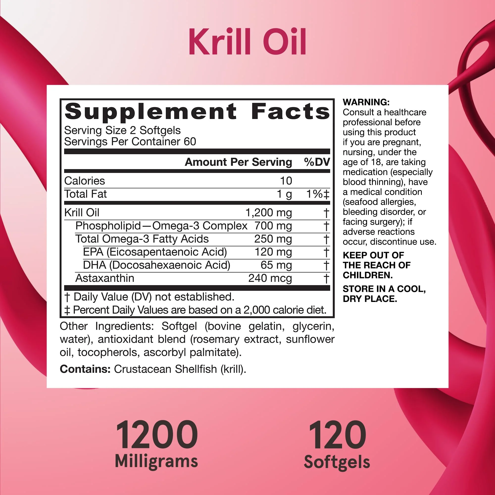 Jarrow Formulas Krill Oil - Phospholipid Omega-3 Complex with Astaxanthin - 120 Softgels - 60 Servings - Supports Lipid Management, Metabolism, Brain & Heart Health - EPA & DHA - Gluten Free - Non-GMO - Image 6
