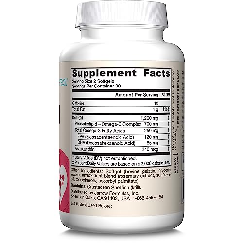 Jarrow Formulas Krill Oil - Phospholipid Omega-3 Complex with Astaxanthin - 60 Softgels - 30 Servings - Supports Lipid Management, Metabolism, Brain & Heart Health - EPA & DHA - Gluten Free - Non-GMO - Image 2