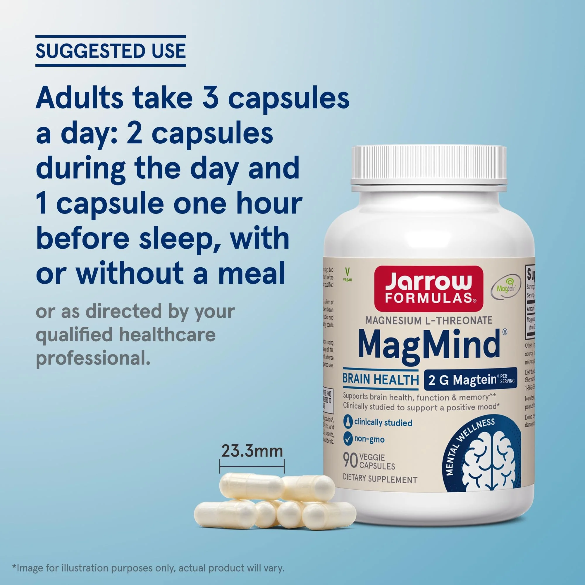 Jarrow Formulas Magnesium L-Threonate, MagMind Magtein Magnesium Supplement, Brain Supplements for Memory Support, 90 Veggie Capsules, Up to a 30 Day Supply - Image 6