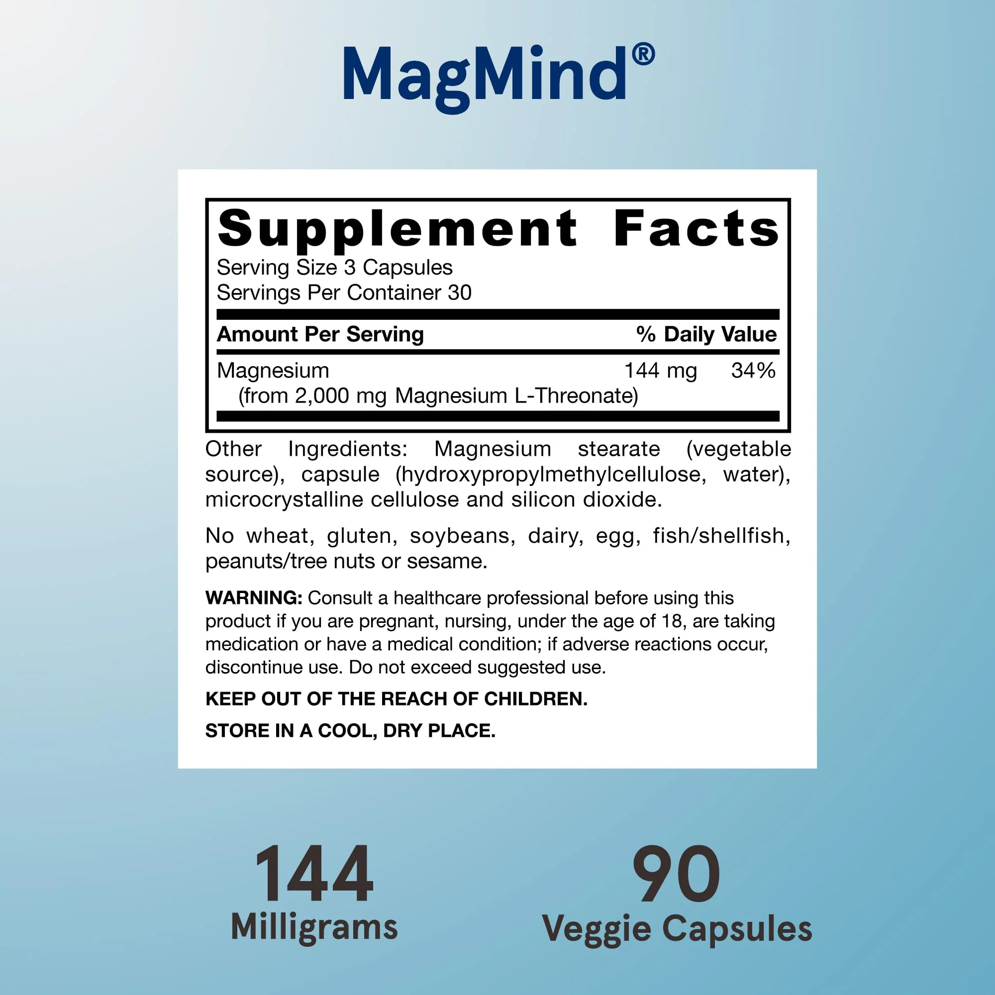 Jarrow Formulas Magnesium L-Threonate, MagMind Magtein Magnesium Supplement, Brain Supplements for Memory Support, 90 Veggie Capsules, Up to a 30 Day Supply - Image 6