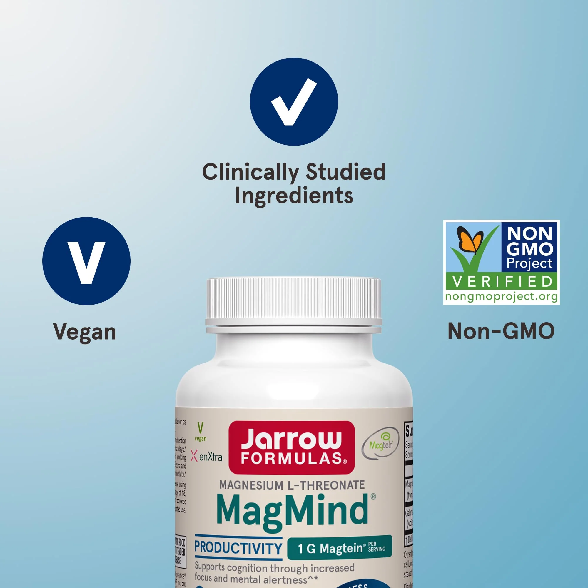 Jarrow Formulas Magnesium L-Threonate, MagMind Productivity, High Absorption Magnesium, Brain Supplements for Memory and Focus, 60 Veggie Capsules, Up to a 30 Day Supply - Image 3