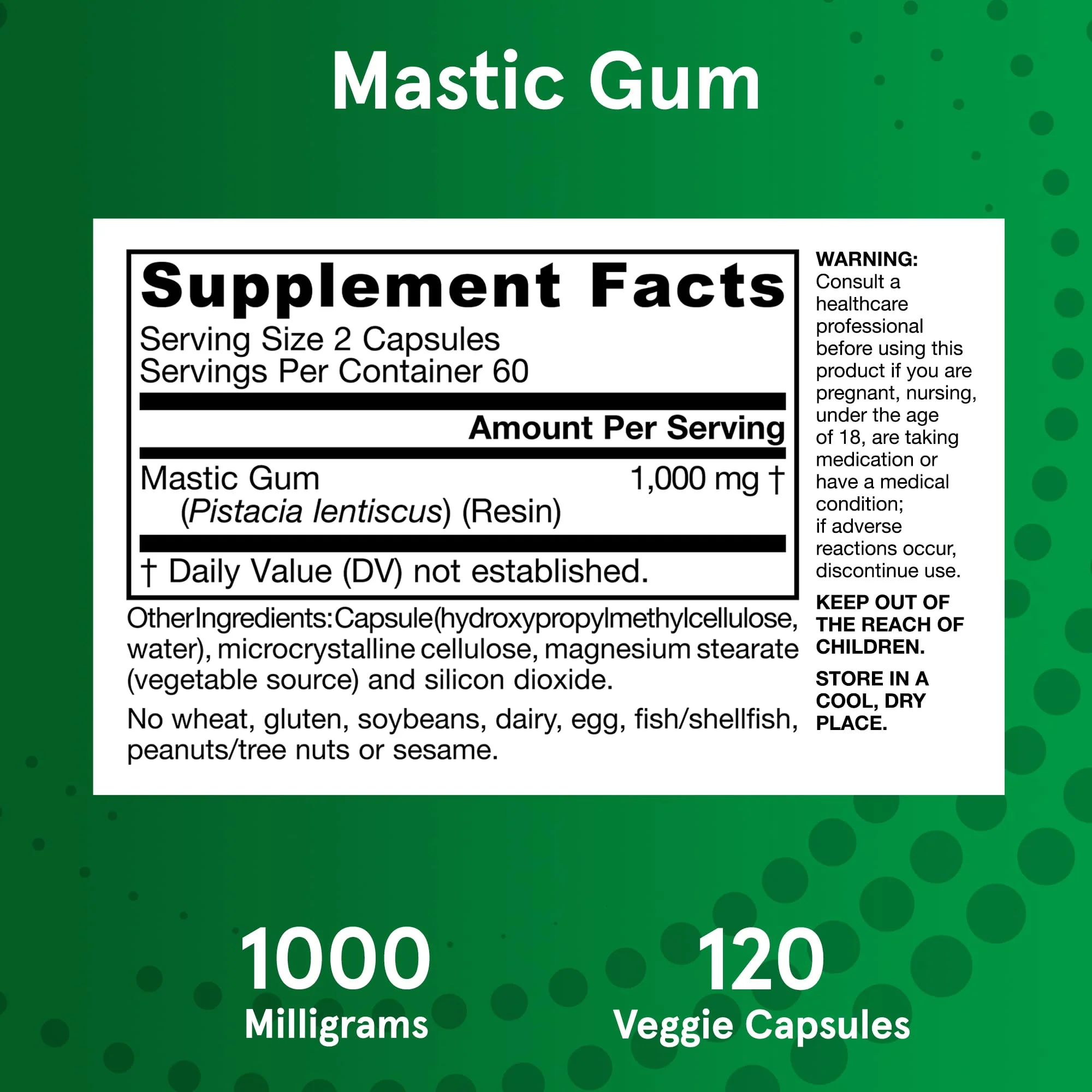Jarrow Formulas Mastic Gum 1000 mg - 120 Veggie Caps - Mastic Gum Capsules Supporting Stomach and Duodenal Health - 60 Servings - Image 6