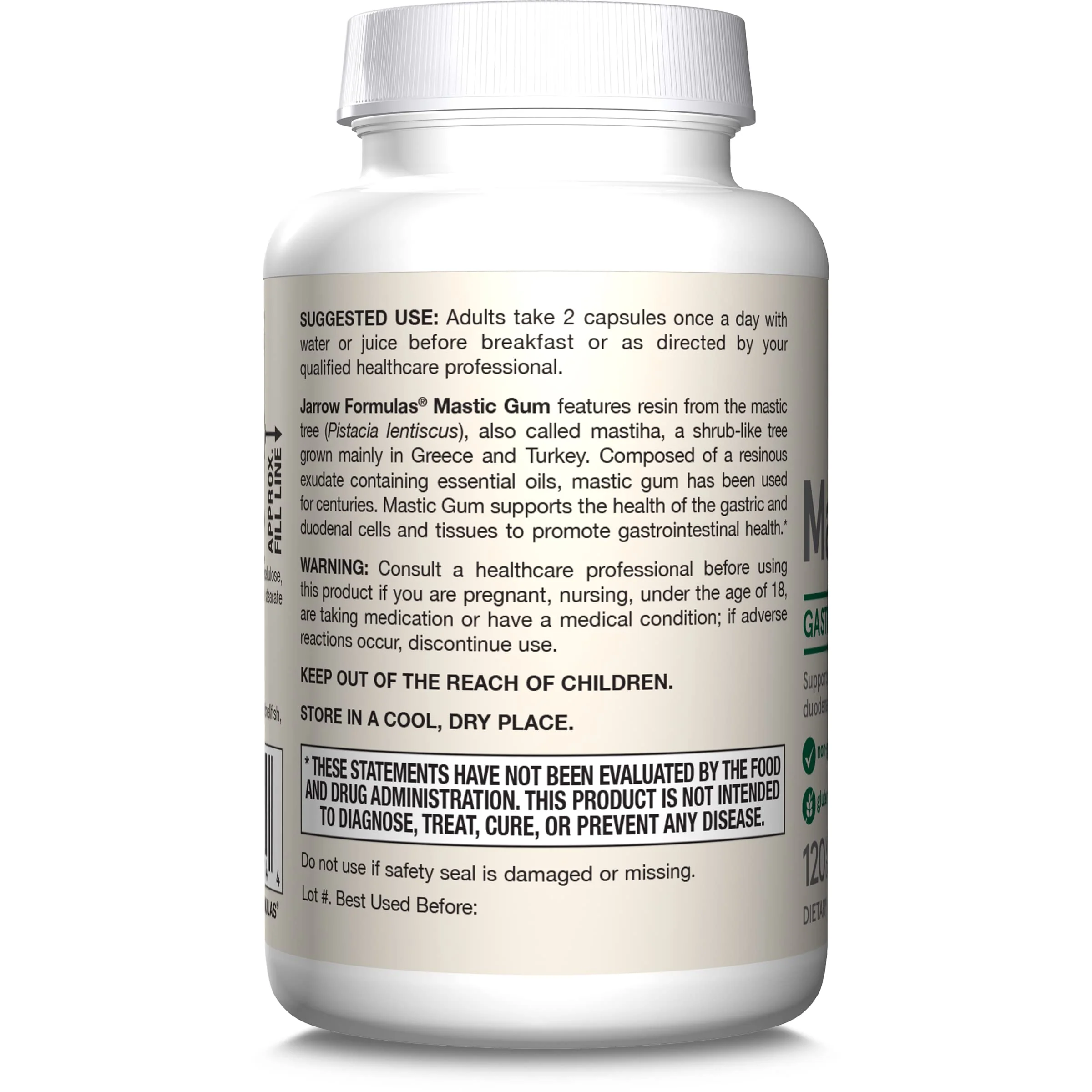 Jarrow Formulas Mastic Gum 1000 mg - 120 Veggie Caps - Mastic Gum Capsules Supporting Stomach and Duodenal Health - 60 Servings - Image 9