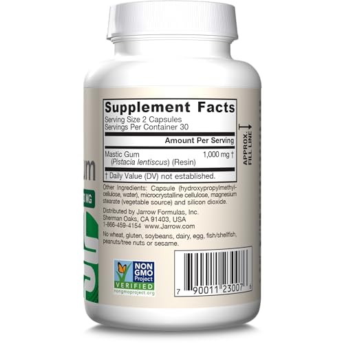 Jarrow Formulas Mastic Gum 1000 mg - 60 Veggie Caps - Mastic Gum Capsules Supporting Stomach and Duodenal Health - 30 Servings - Image 2