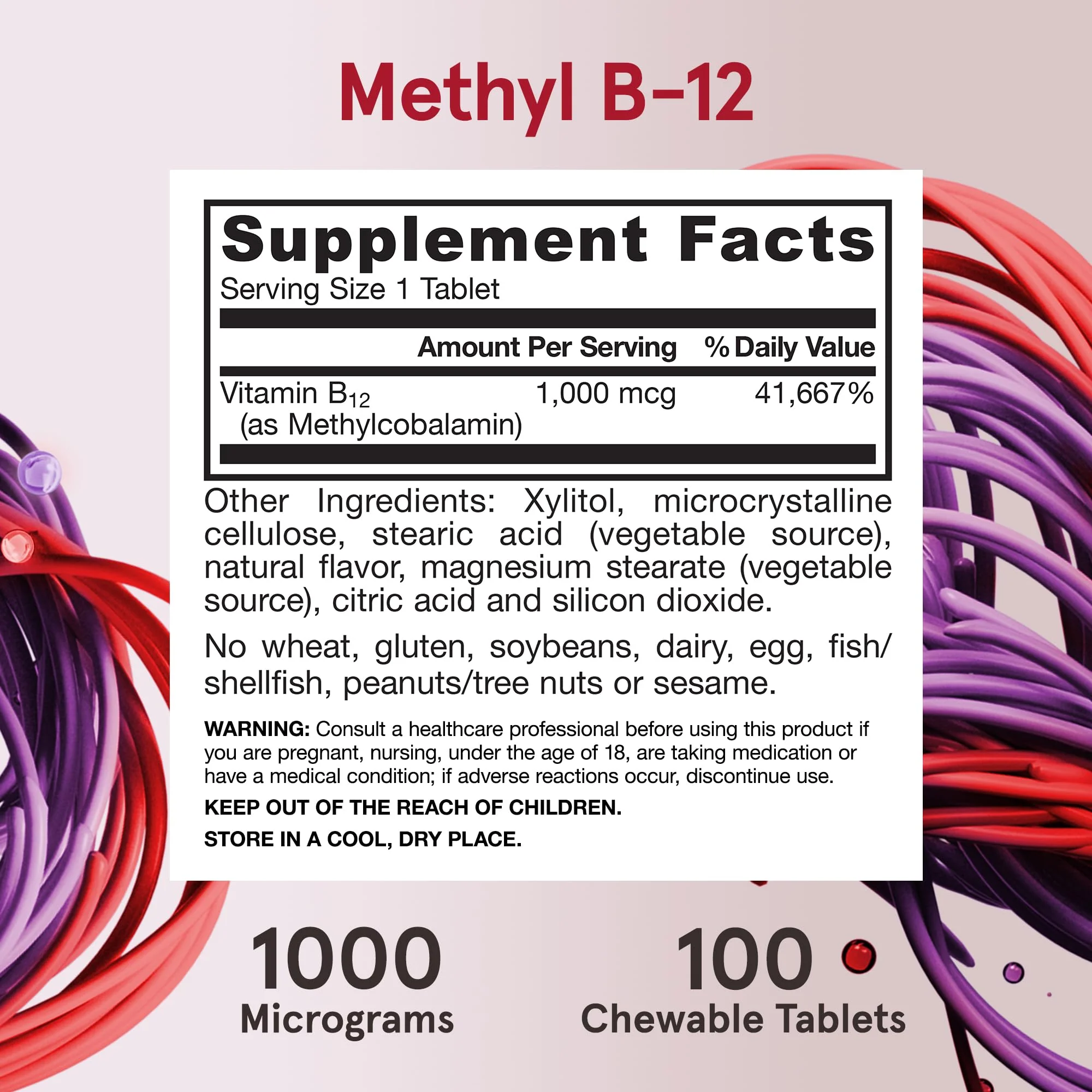 Jarrow Formulas Methyl Vitamin B-12 1000 mcg, 100 Chewable Tablets, Lemon Flavored- Bioactive B12 Vitamin - Supports Cellular Energy Production, Brain Health & Metabolism - 100 Servings - Image 6