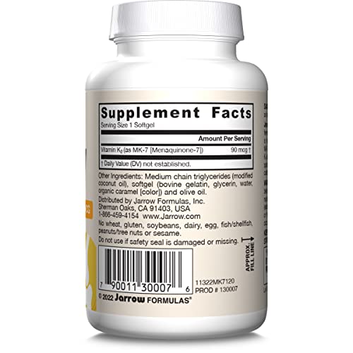 Jarrow Formulas MK-7 90 mcg - Bioactive Form of Vitamin K2-120 Servings (Softgels) - for Bone & Cardiovascular Health - Vitamin K2 MK-7 Dietary Supplement - Gluten Free - Image 2