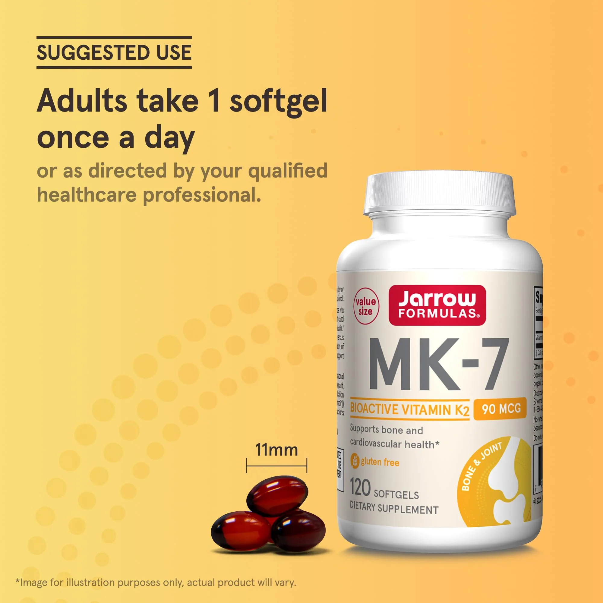 Jarrow Formulas MK-7 90 mcg - Bioactive Form of Vitamin K2-120 Servings (Softgels) - for Bone & Cardiovascular Health - Vitamin K2 MK-7 Dietary Supplement - Gluten Free - Image 5