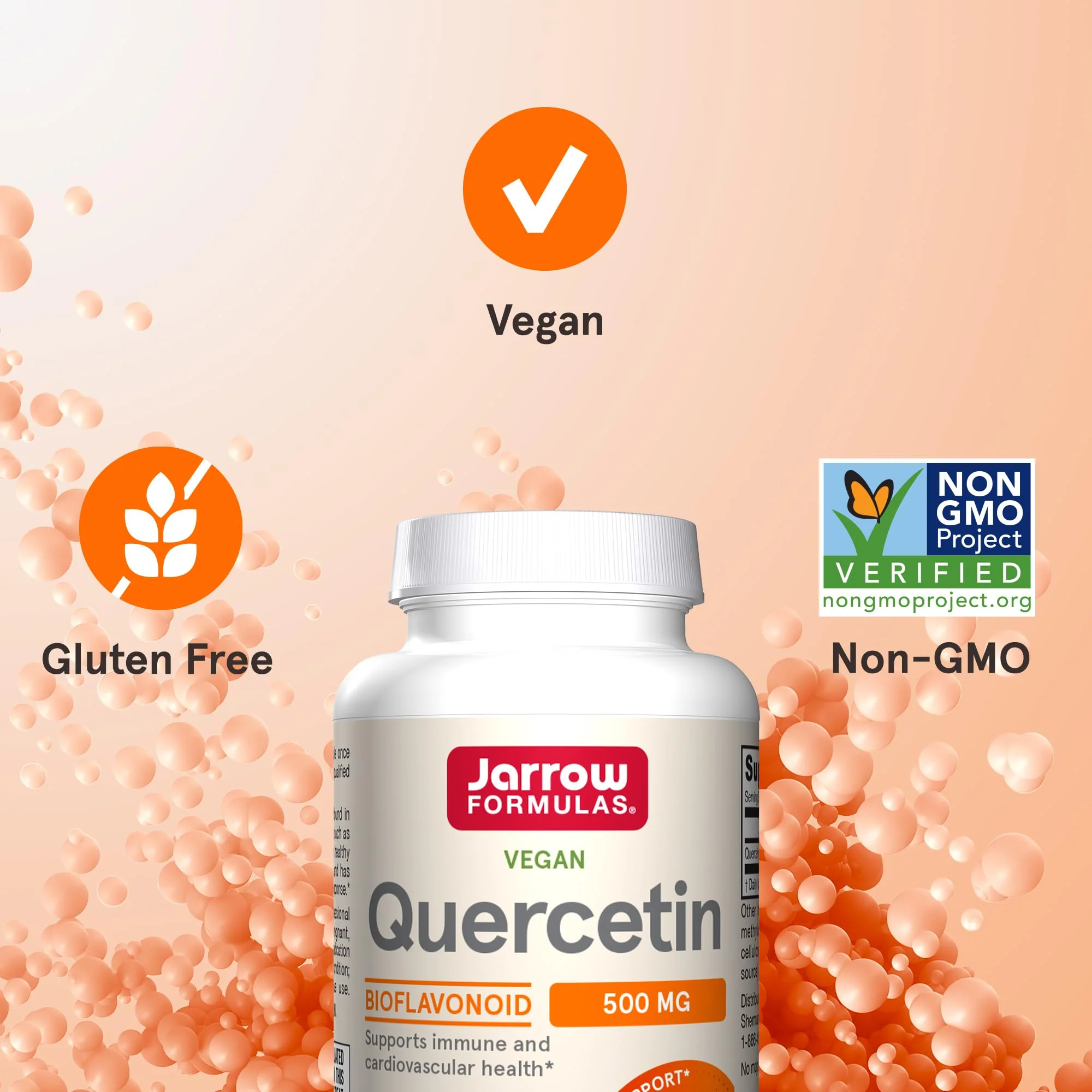 Jarrow Formulas Quercetin 500mg Capsules - 30 Veggie Caps - Supports Antioxidant Status, Cardiovascular Health & Immune Health - 30 Servings - Image 5