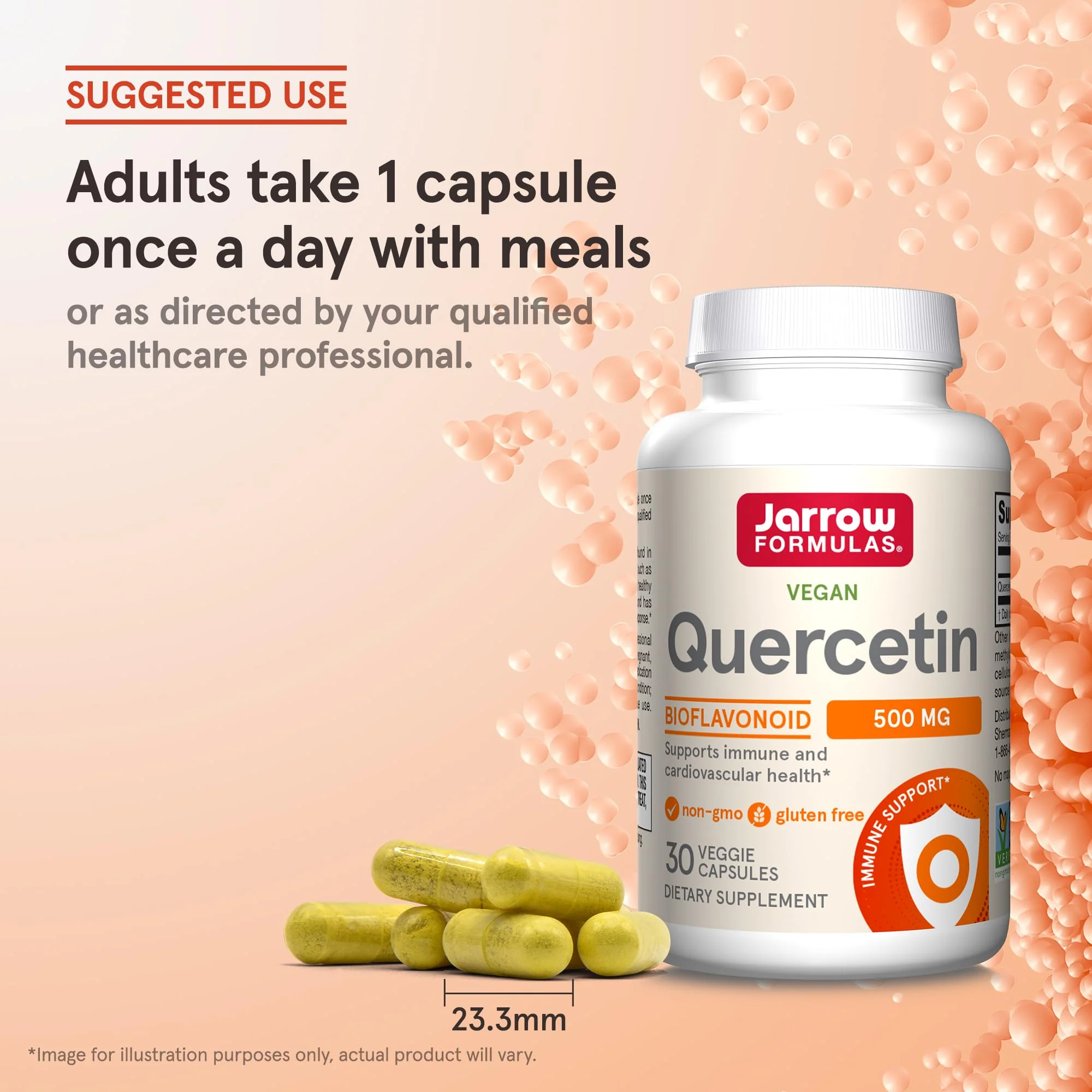 Jarrow Formulas Quercetin 500mg Capsules - 30 Veggie Caps - Supports Antioxidant Status, Cardiovascular Health & Immune Health - 30 Servings - Image 7