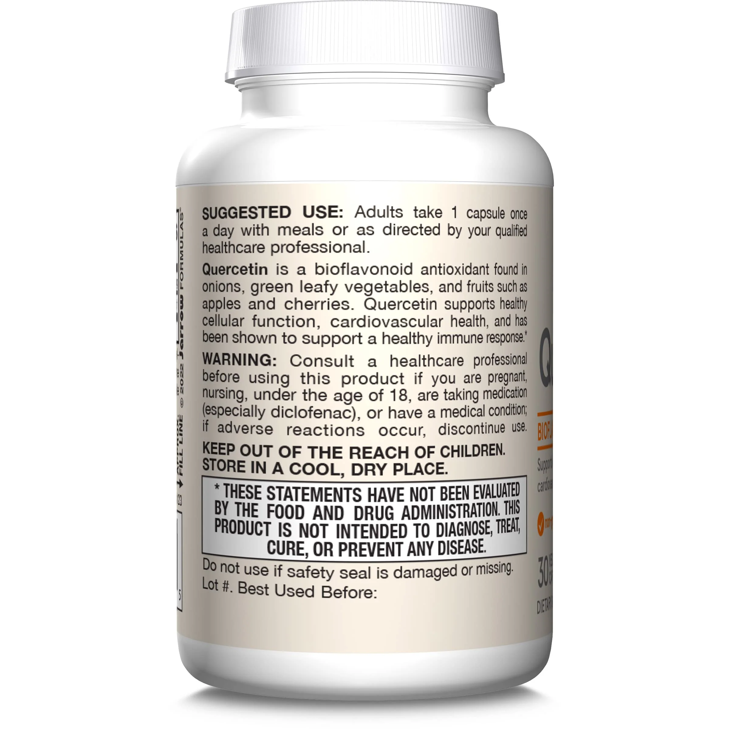 Jarrow Formulas Quercetin 500mg Capsules - 30 Veggie Caps - Supports Antioxidant Status, Cardiovascular Health & Immune Health - 30 Servings - Image 9