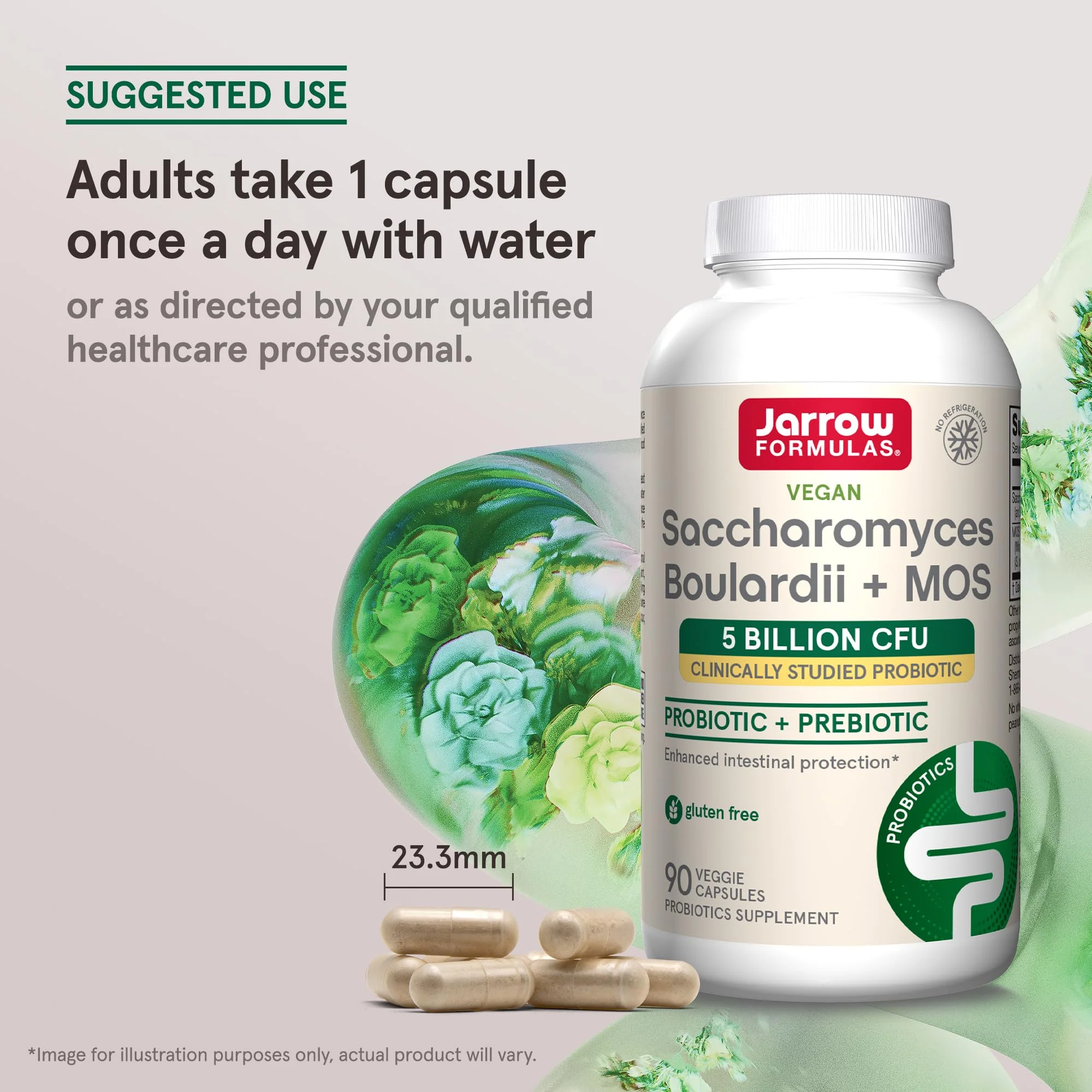 Jarrow Formulas Saccharomyces Boulardii + MOS Probiotics for Digestive Health and Intestinal Tract Support - 5 Billion CFU Per Serving - 90 Delayed Release Caps - Probiotic + Prebiotic - 90 Servings - Image 5