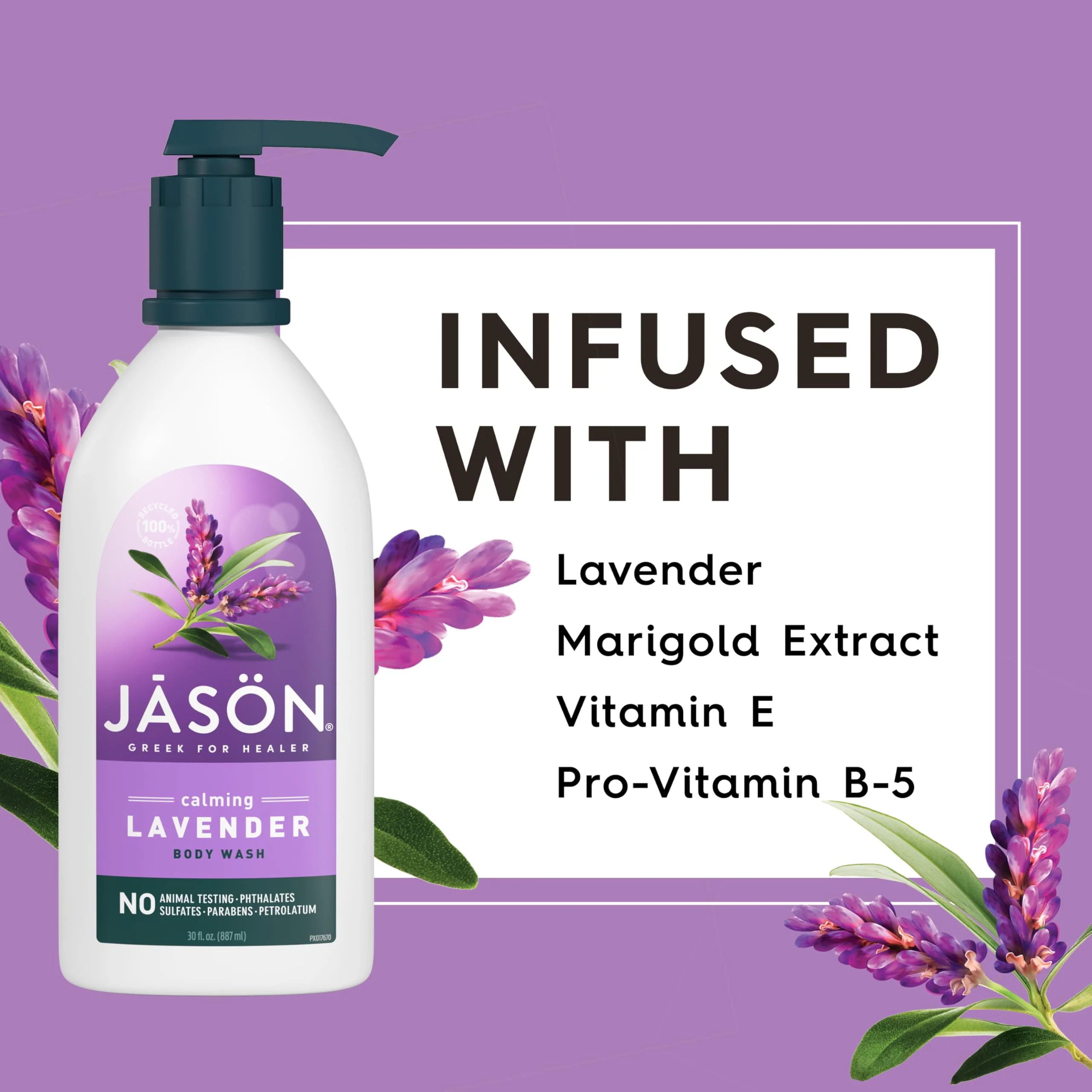 JASON Lavender Calming Body Wash, For a Gentle Feeling Clean, 30 Fluid Ounces - Image 4