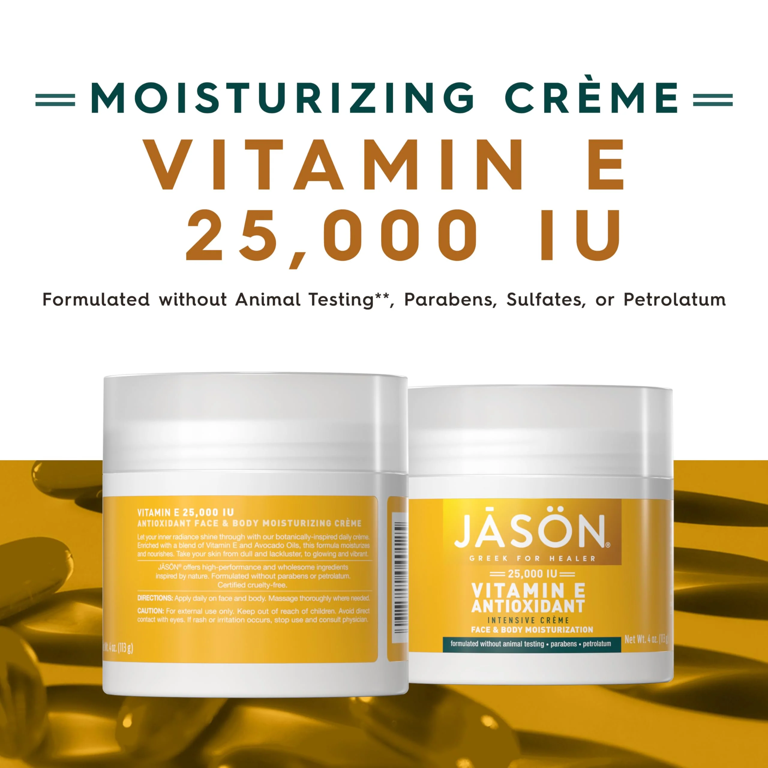 JASON Vitamin E Antioxidant Intensive Crème Face & Body Moisturization, 25,000 IU Body Cream Moisturizer, 4 Fluid Ounces - Image 6