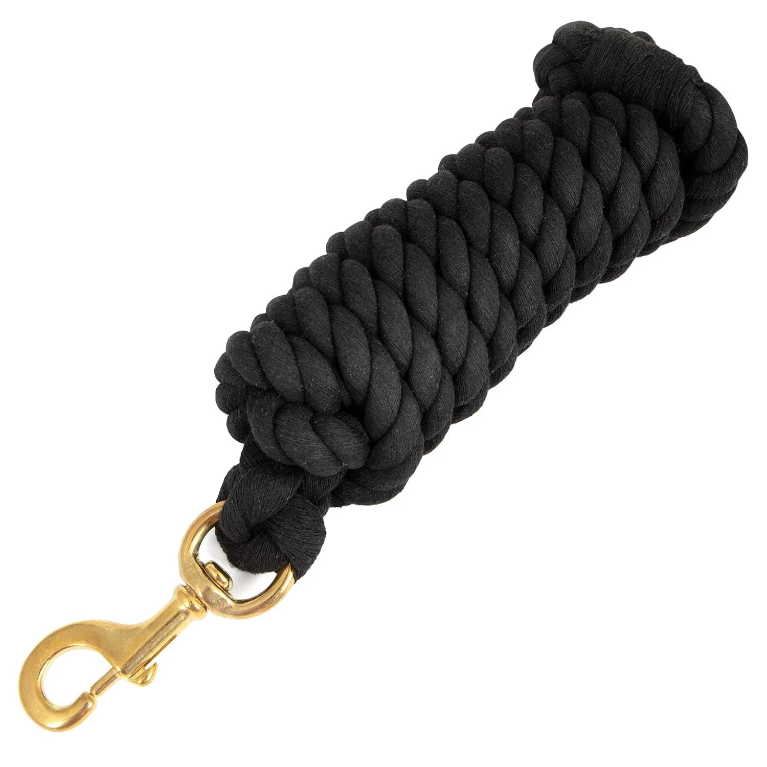 Jeffers Equine Twisted Solid Cotton Horse Lead Rope, 10'L, Black, Lightweight, Rust Resistant Brass Bolt Snap. Ideal for Training & Grooming - Heavy Duty Hardware for Safety & Control - Image 6