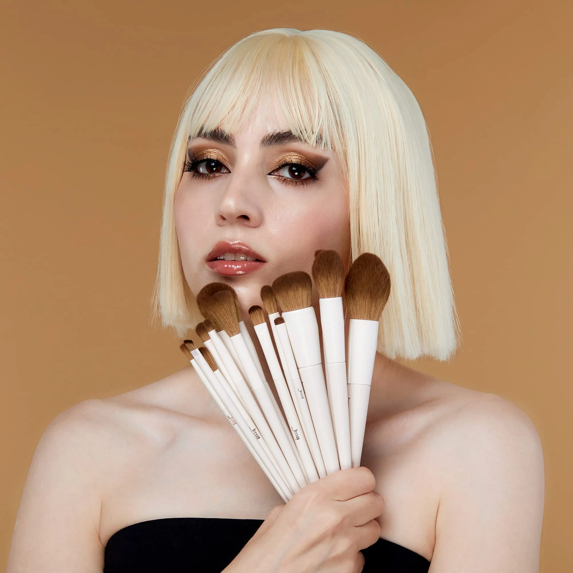 Jessup Makeup Brushes 14Pcs Makeup Brush Set Premium Synthetic Powder Foundation Contour Blush Concealer Eye Shadow Blending Liner Make Up Brush Kit Light Grey T329 - Image 5