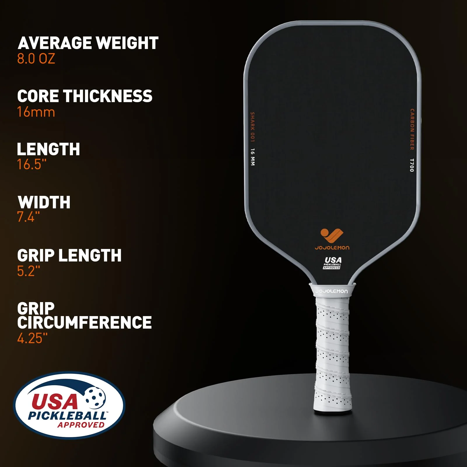 JOJOLEMON Pickleball Paddles, Raw Carbon Fiber Rackets with 16mm Polymer Honeycomb Core, Hybrid Racquet Designed for Ultimate Spin & Consistency - USAPA Approved - Image 2
