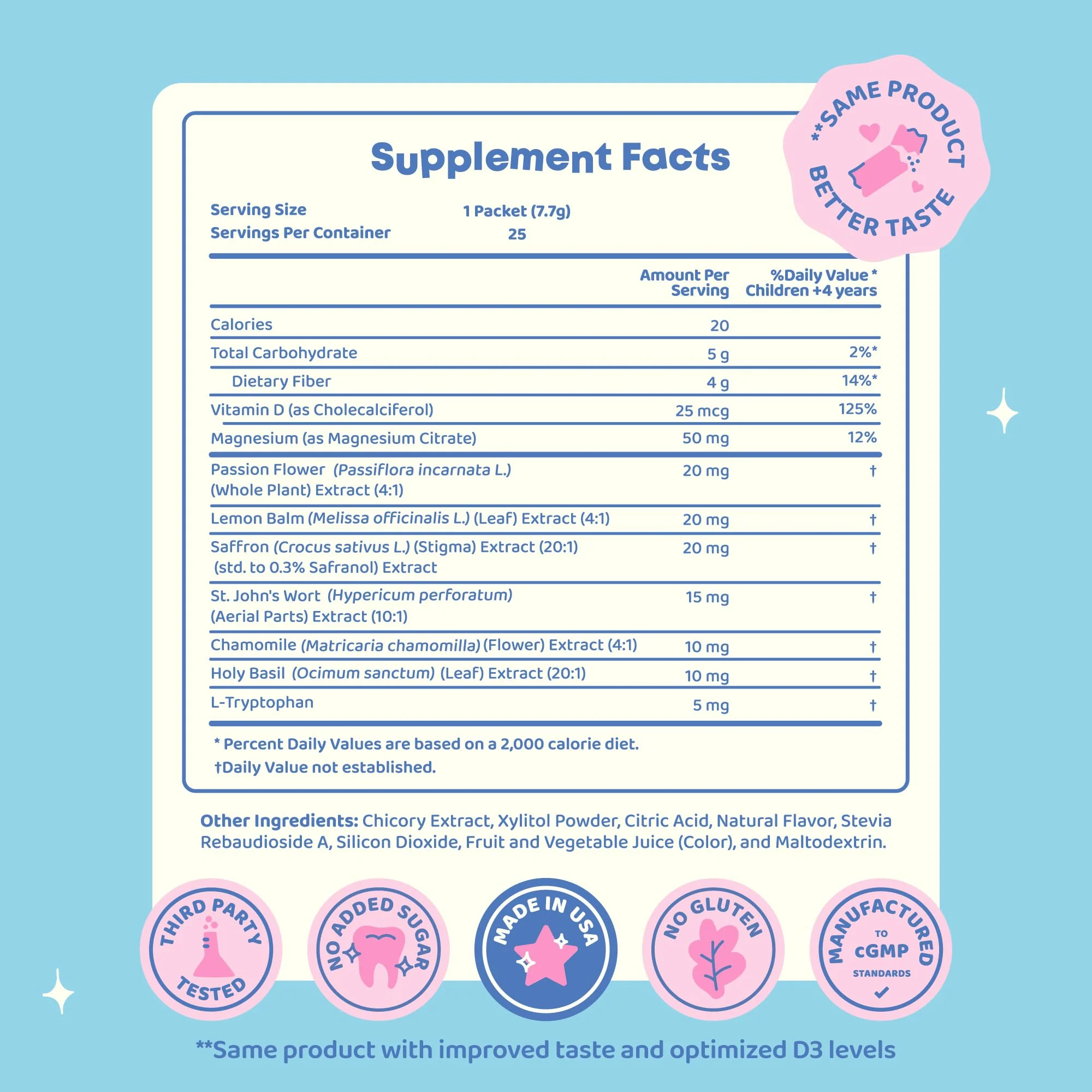 JoySpring Mood Magic for Kids – Natural Mood Support Pixie Sticks Candy with Saffron Extract, Magnesium Citrate & Vitamin D3 | Sugar-Free Powder Drink or Candy | 25 Servings | 4+ Years - Image 4