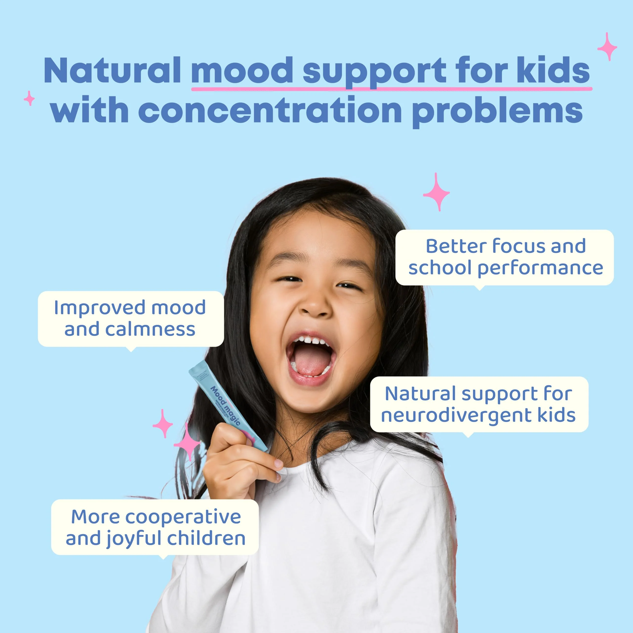 JoySpring Mood Magic for Kids – Natural Mood Support Pixie Sticks Candy with Saffron Extract, Magnesium Citrate & Vitamin D3 | Sugar-Free Powder Drink or Candy | 25 Servings | 4+ Years - Image 9