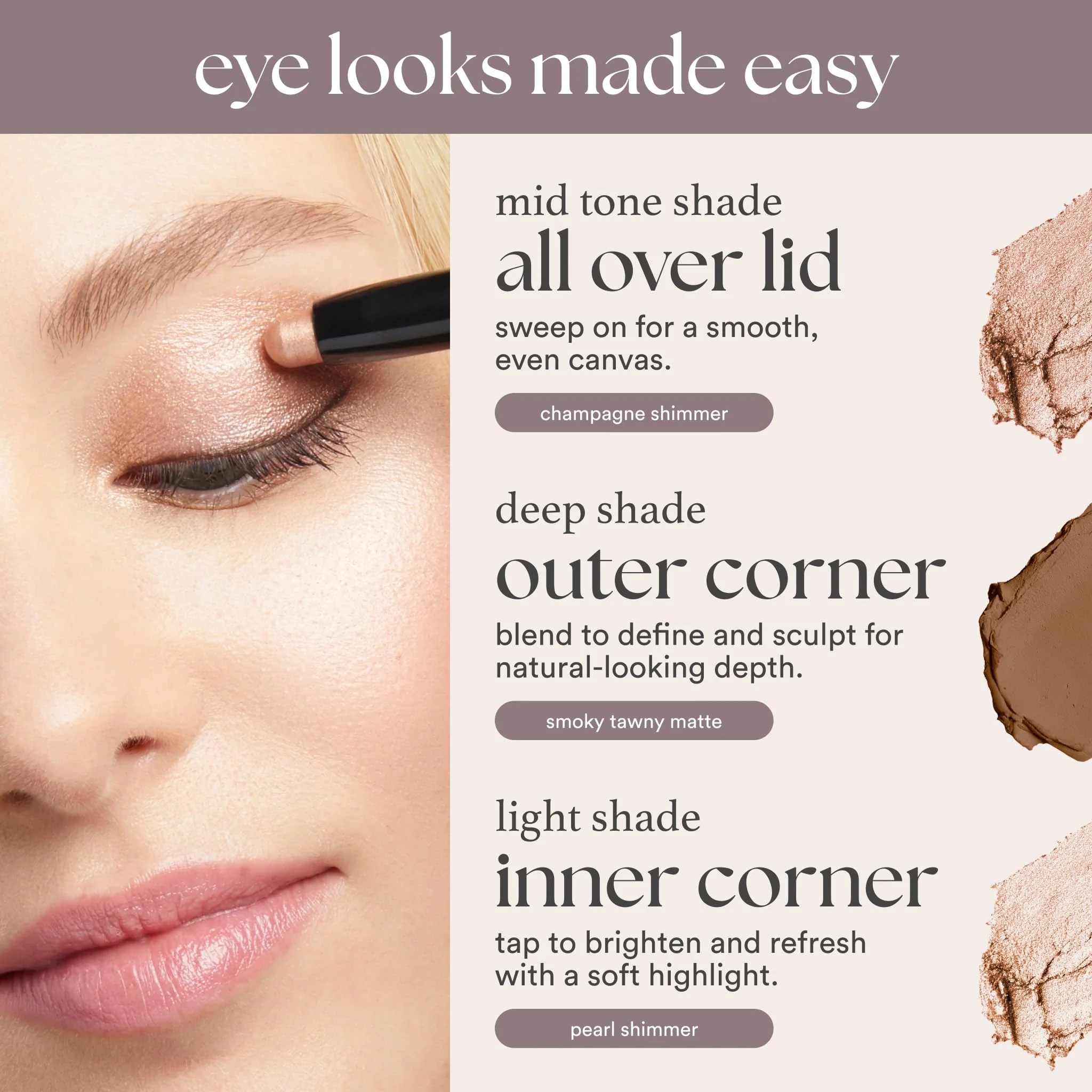 Julep Eyeshadow 101 Cream-to-Powder Waterproof Shadow Stick – Honey Gold Shimmer – Long-Lasting, Crease-Proof, Warm Golden Shimmer Cream Eyeshadow with Built-in Smudger - Image 6